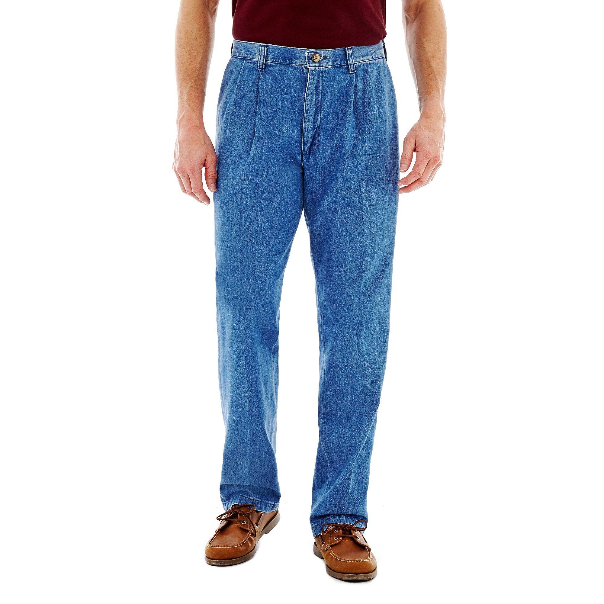 lee jeans Stonewash Stain Resistant Relaxed Fit Pleated Denim Pant