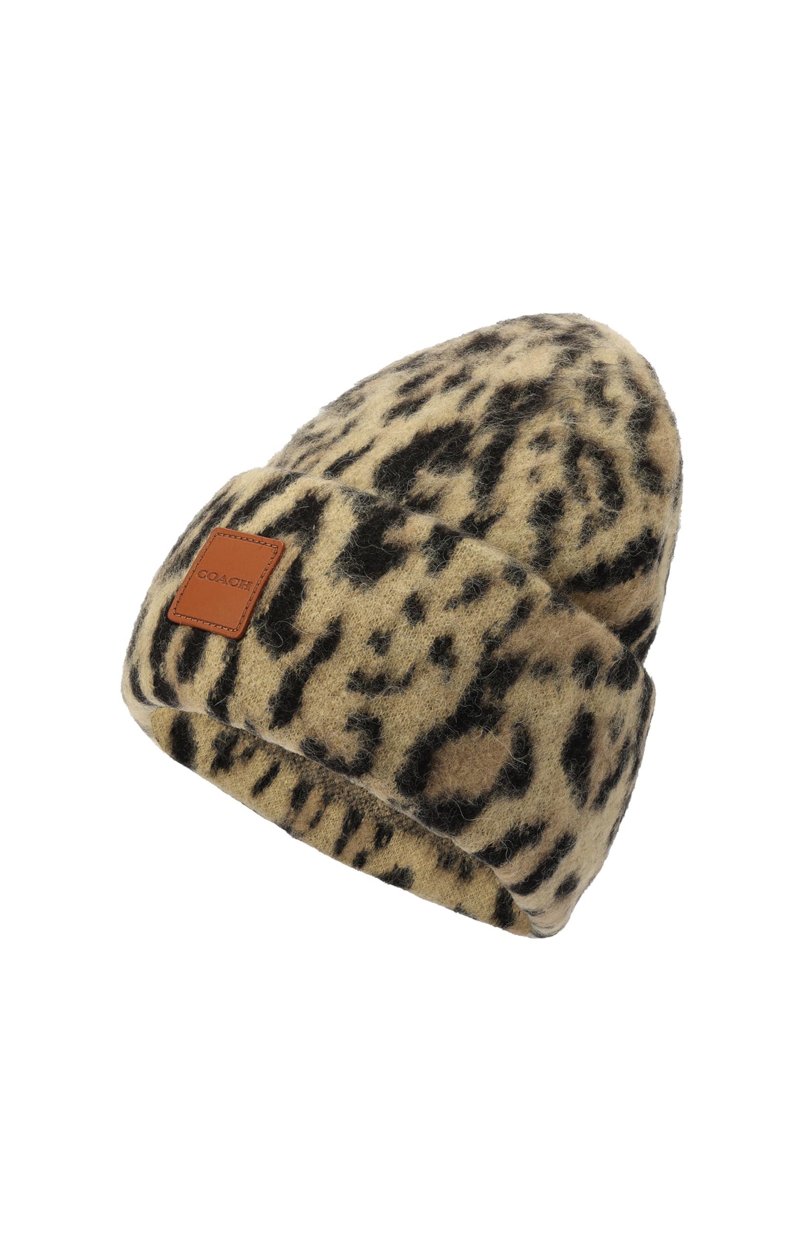 COACH Leopard Beanie in Natural | Lyst