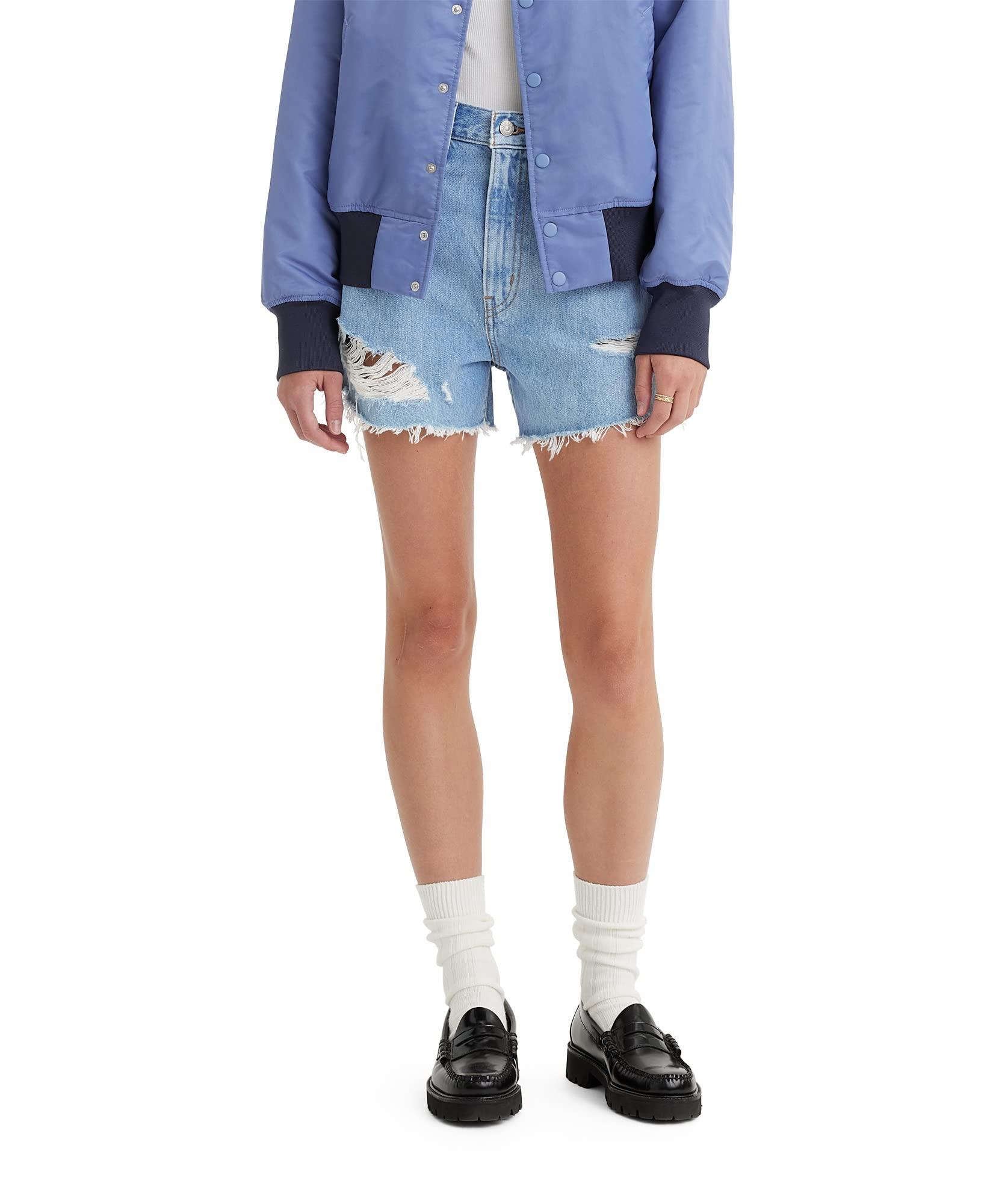 Levi's High Waisted Mom Shorts, in Blue | Lyst