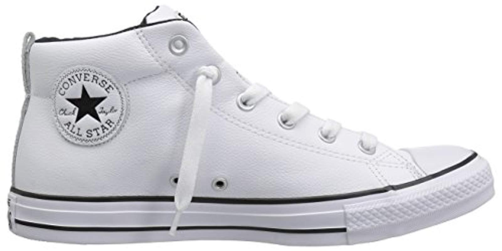 Converse Street Leather Mid Top Sneaker in White/Black (White) for Men ...