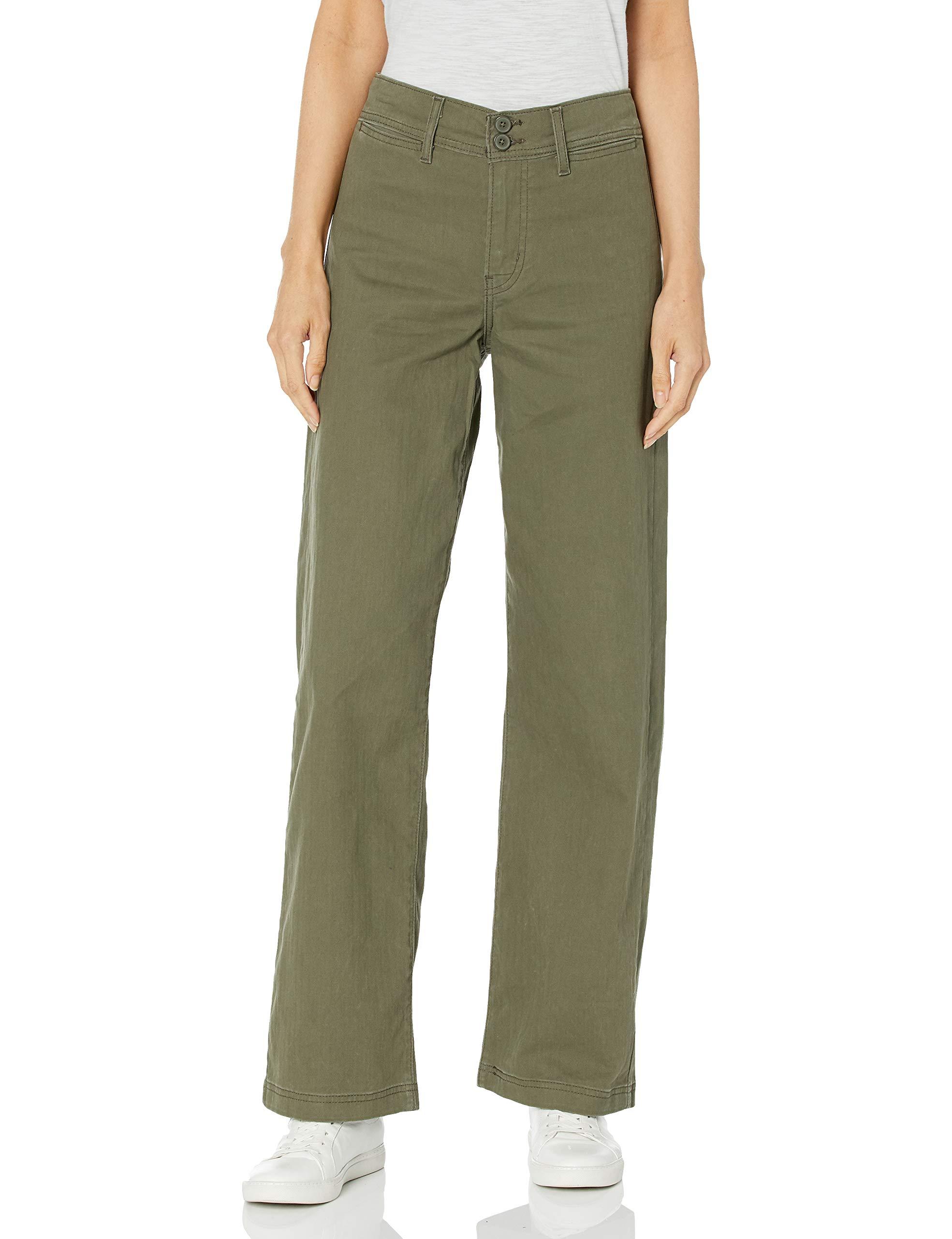 Classic Utility Wide Leg Jeans in Green 