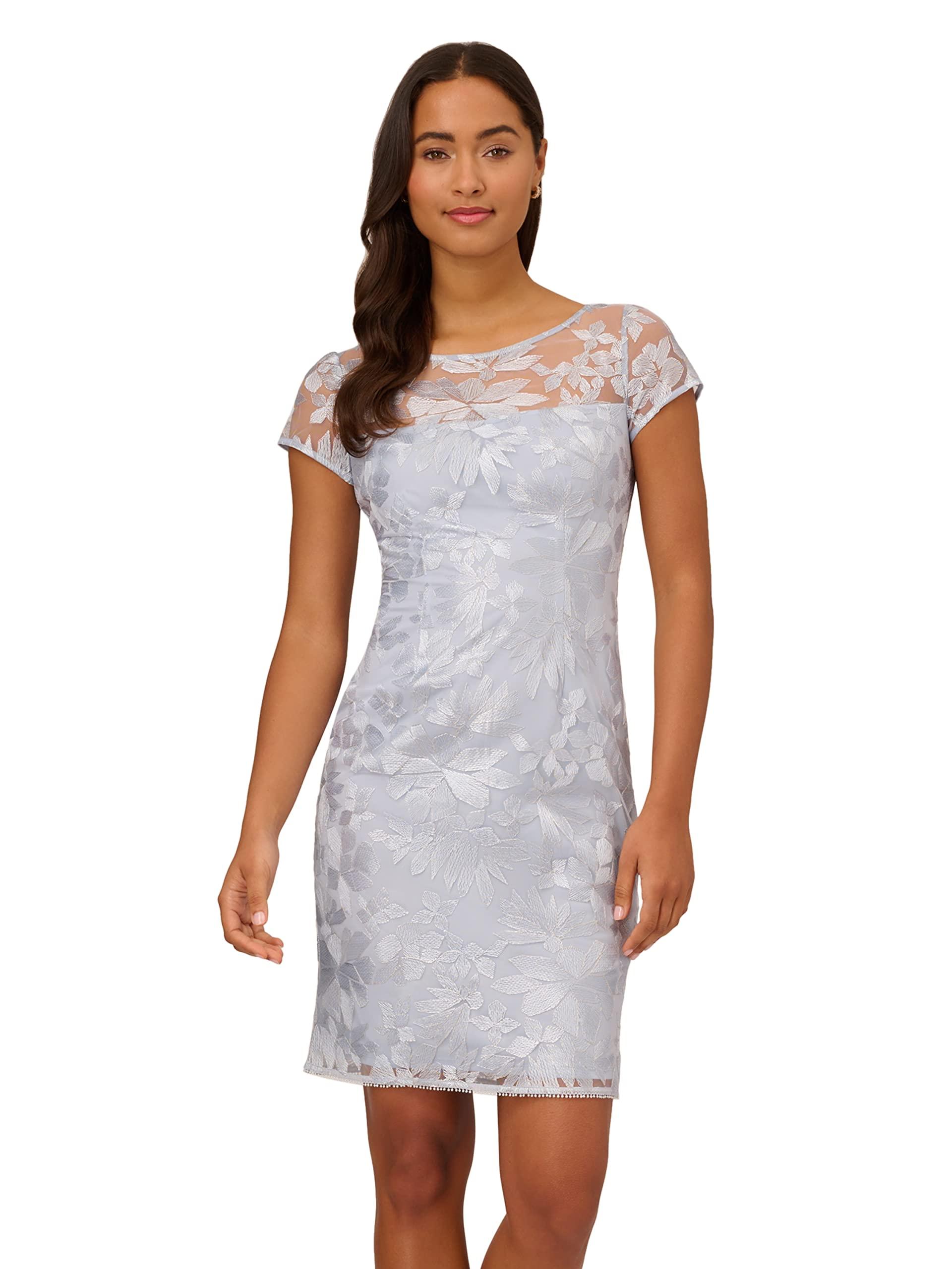 Adrianna Papell Embroidered Cutout Sheath Dres in White | Lyst