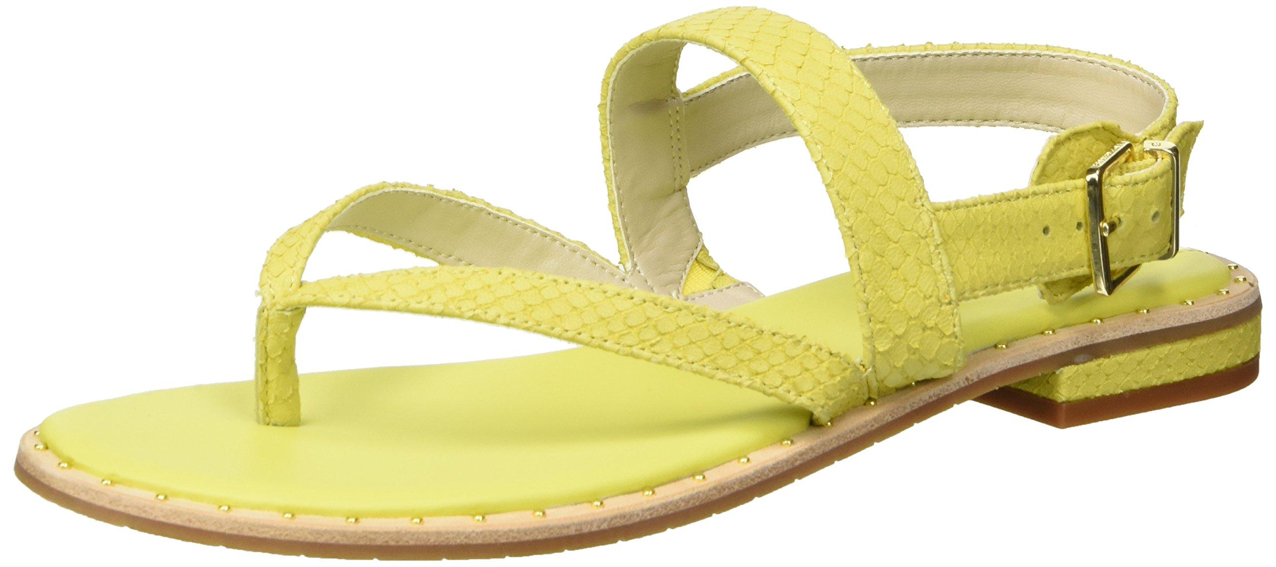 Cole Leather Tama Flat Thong Sandal With Backstrap in Lemon