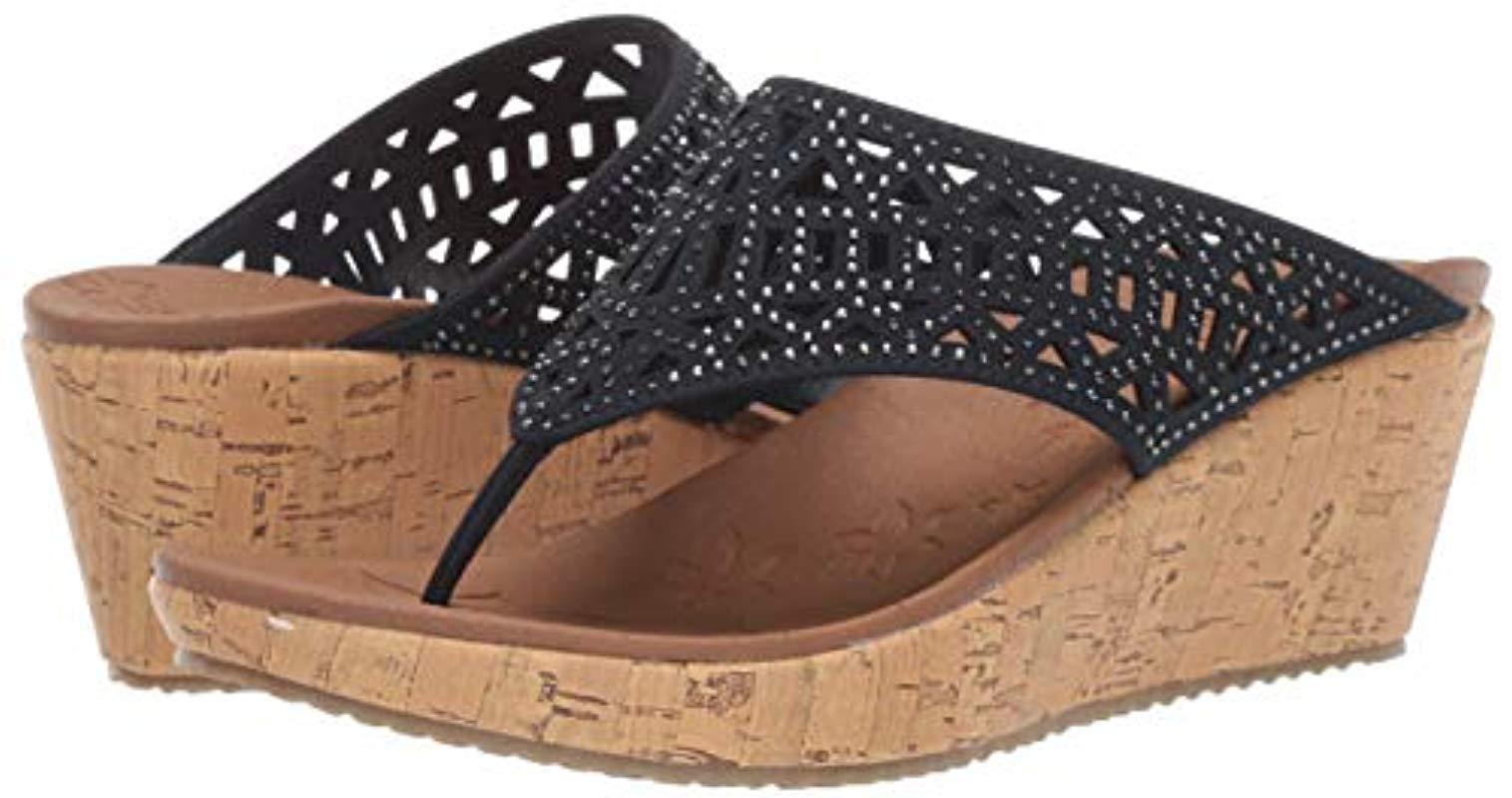 Skechers Thong Wedge Sandal | Lyst