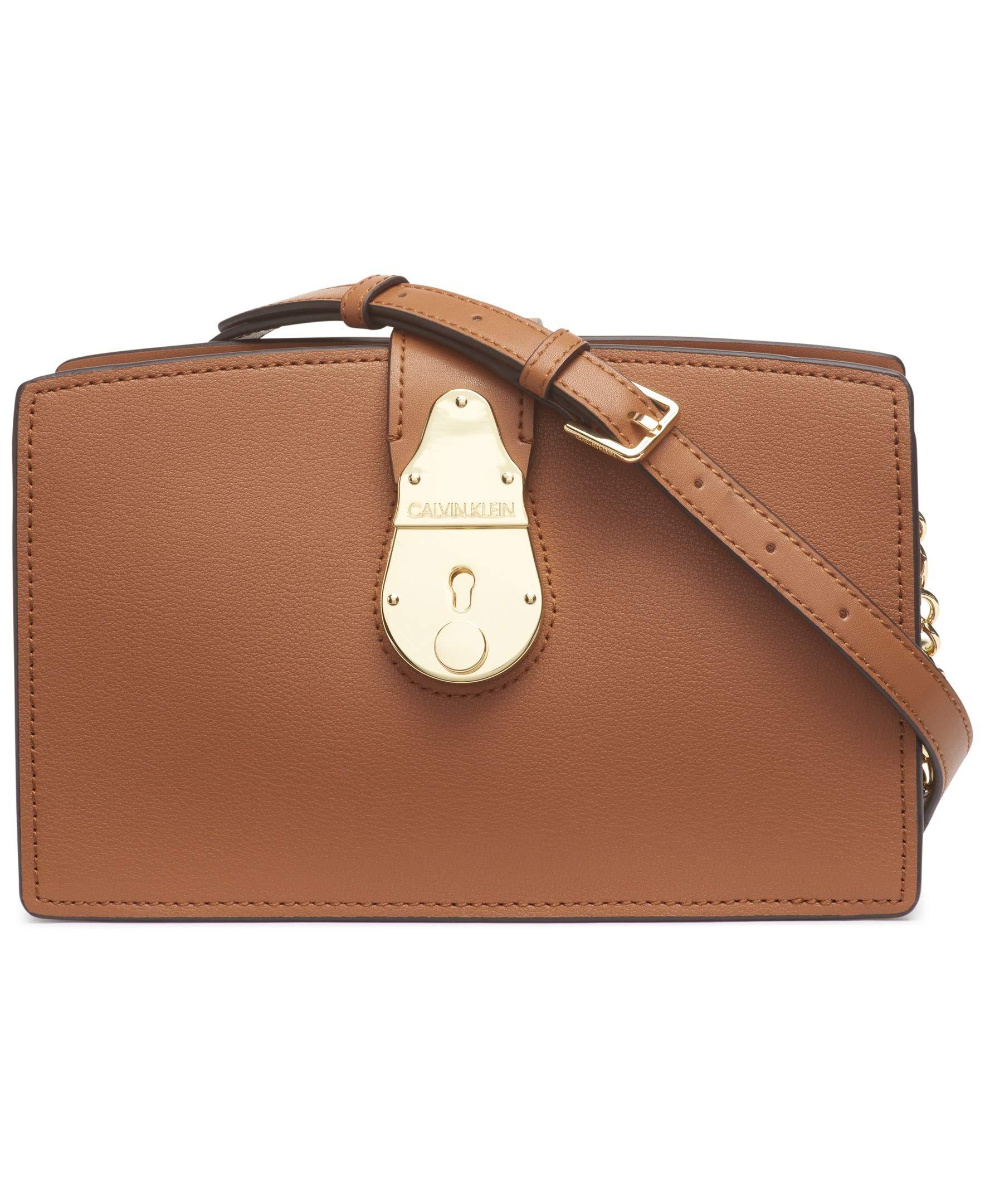 Calvin Klein Leather Lock Crossbody in Caramel (Brown) - Save 3% - Lyst