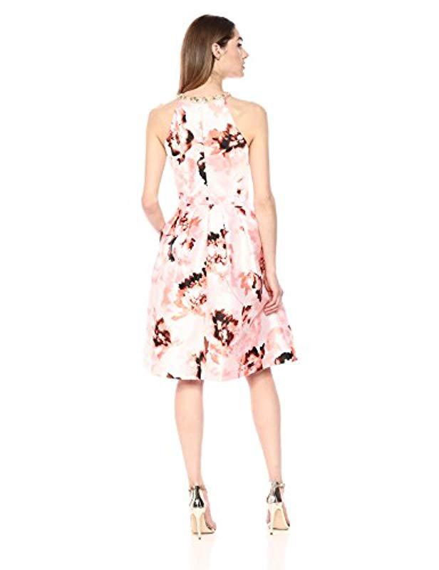 calvin klein floral halter gown