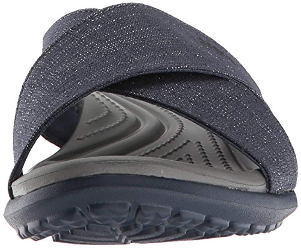 Crocs™ S Capri Shimmer Cross Band Sandals 204908 in Gray | Lyst