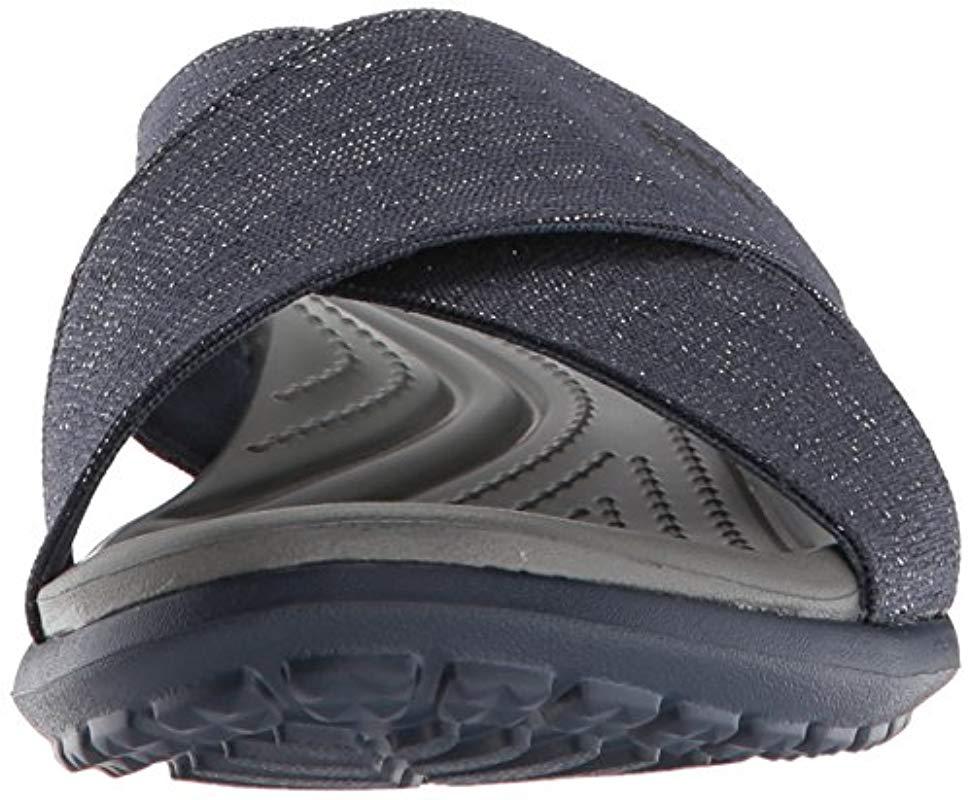 Crocs S Capri Shimmer Cross Band Sandals 204908 in Gray Lyst
