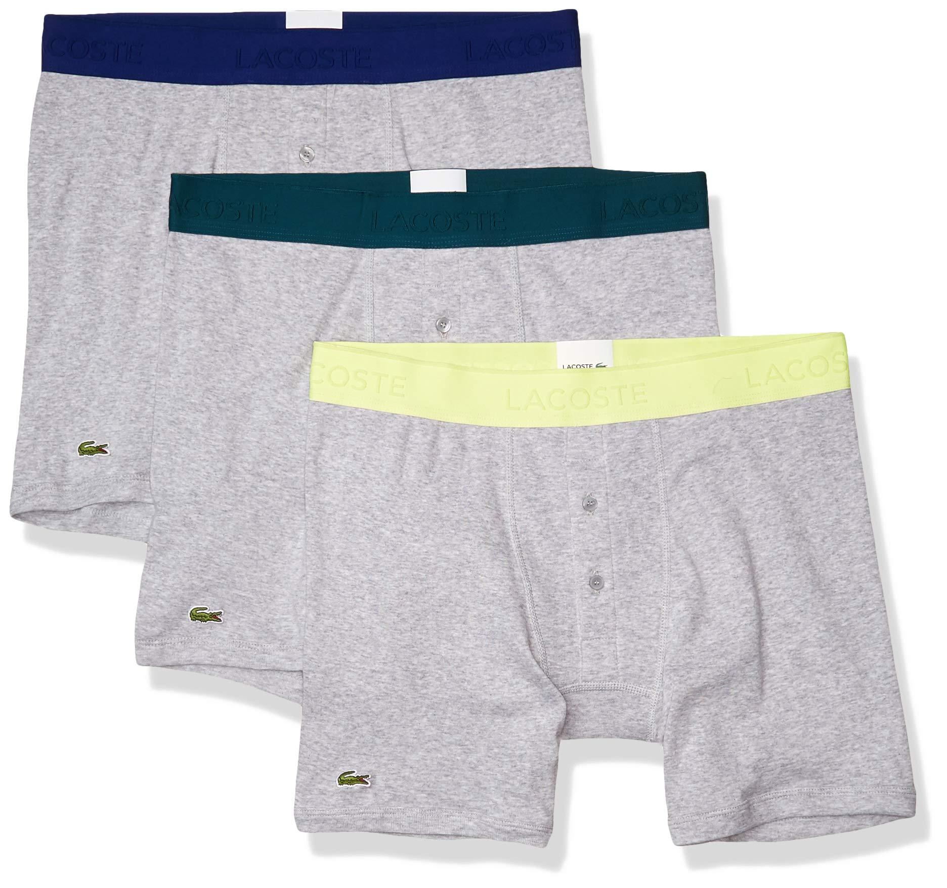 Lacoste Essentials Classic 3 Pack 100 Cotton Boxer Briefs in Metallic