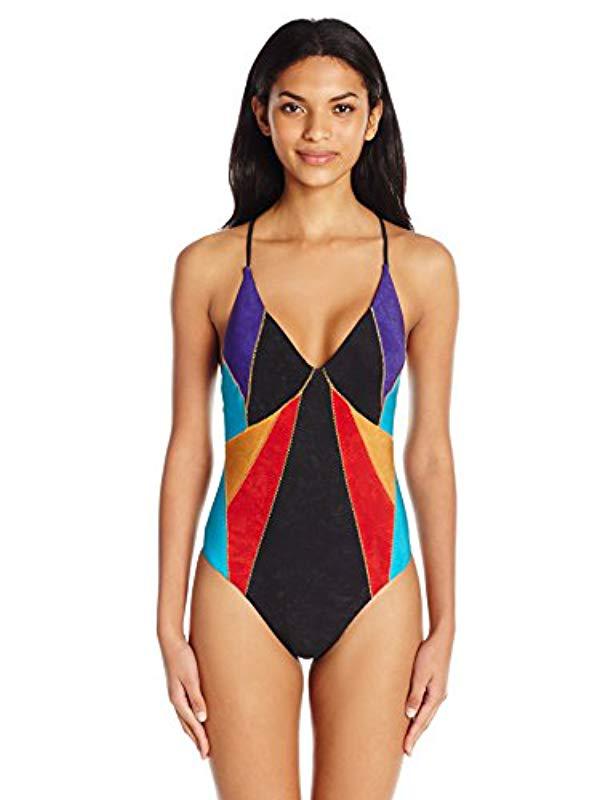 Nanette Lepore Womens Serengeti Faux Suede Goddess One Piece Swimsuit