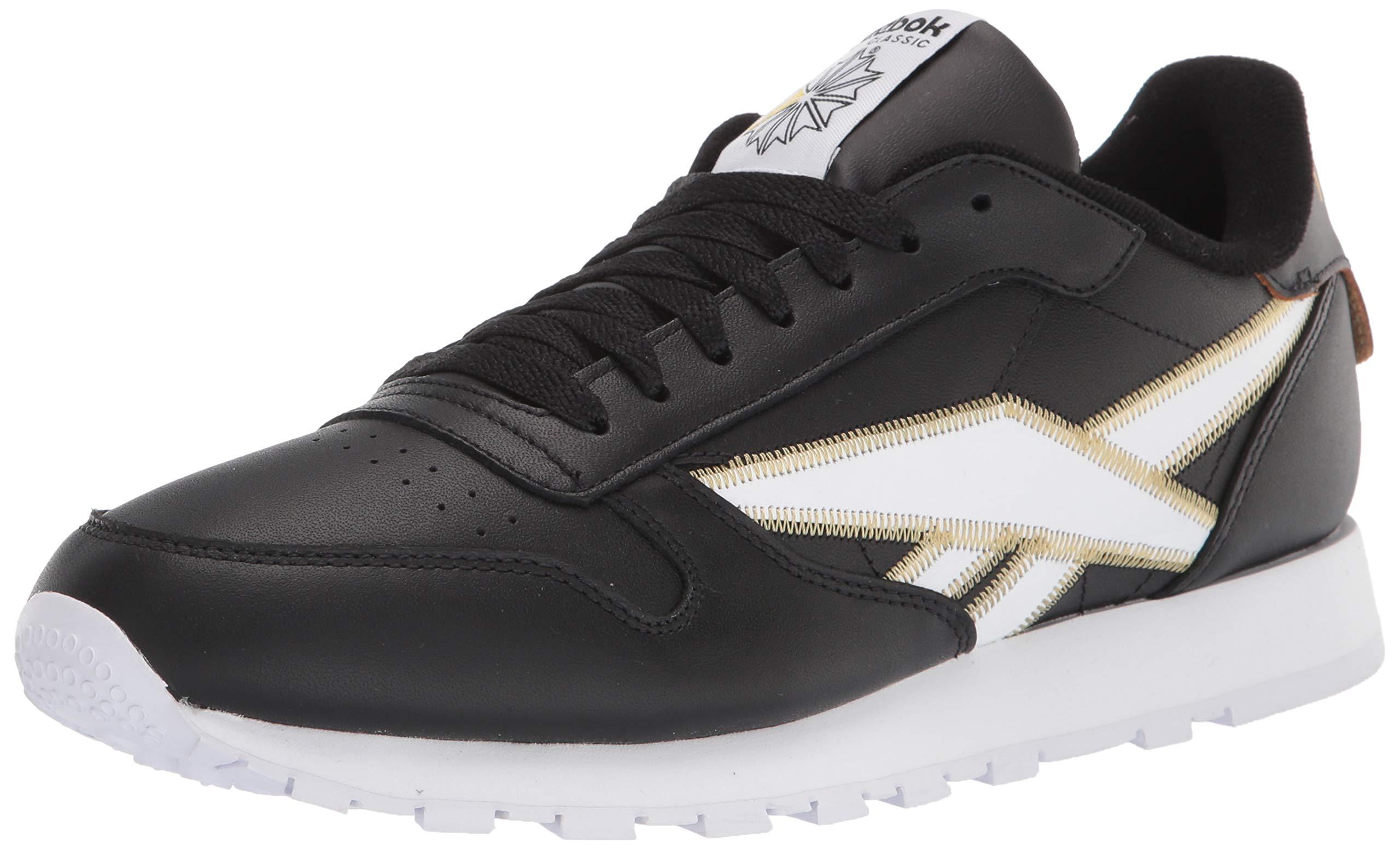 Reebok Unisexadult Classic Leather,black/white/gold Met.,4.5 M Us Lyst