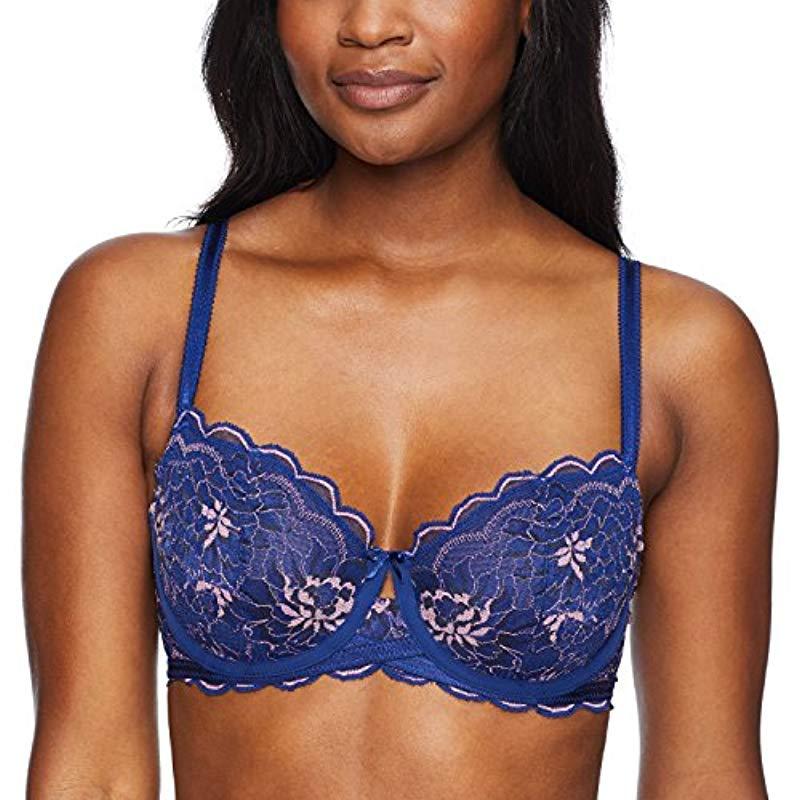 Wacoal Center Stage Lace & Satin Bra in Blue