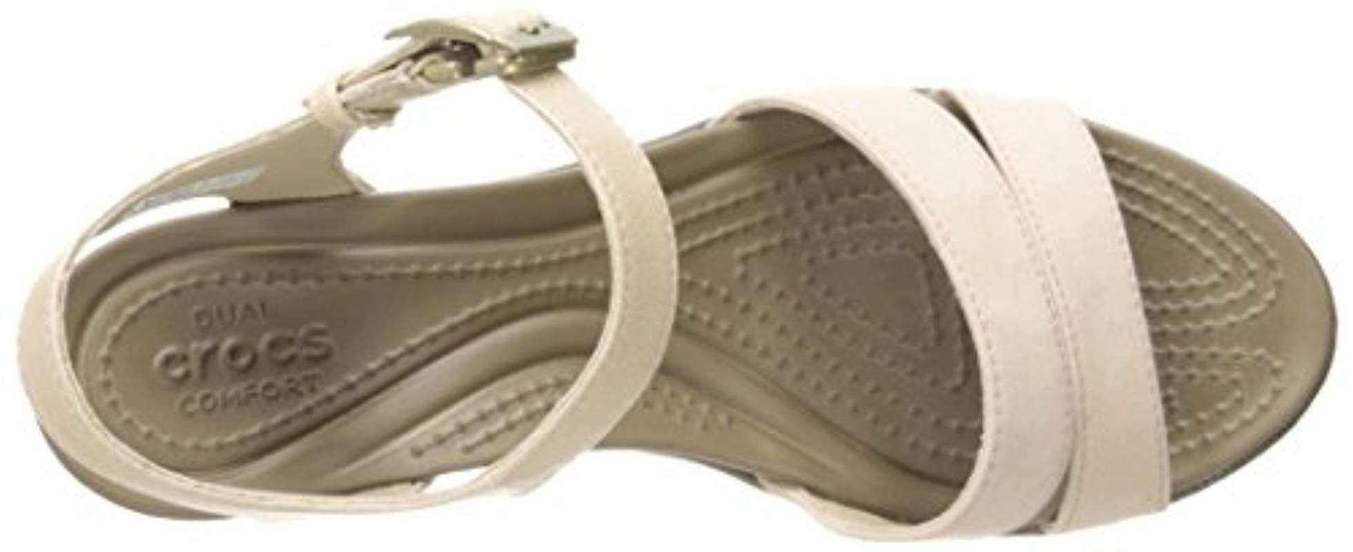 crocs leighann ankle strap sequin wedge