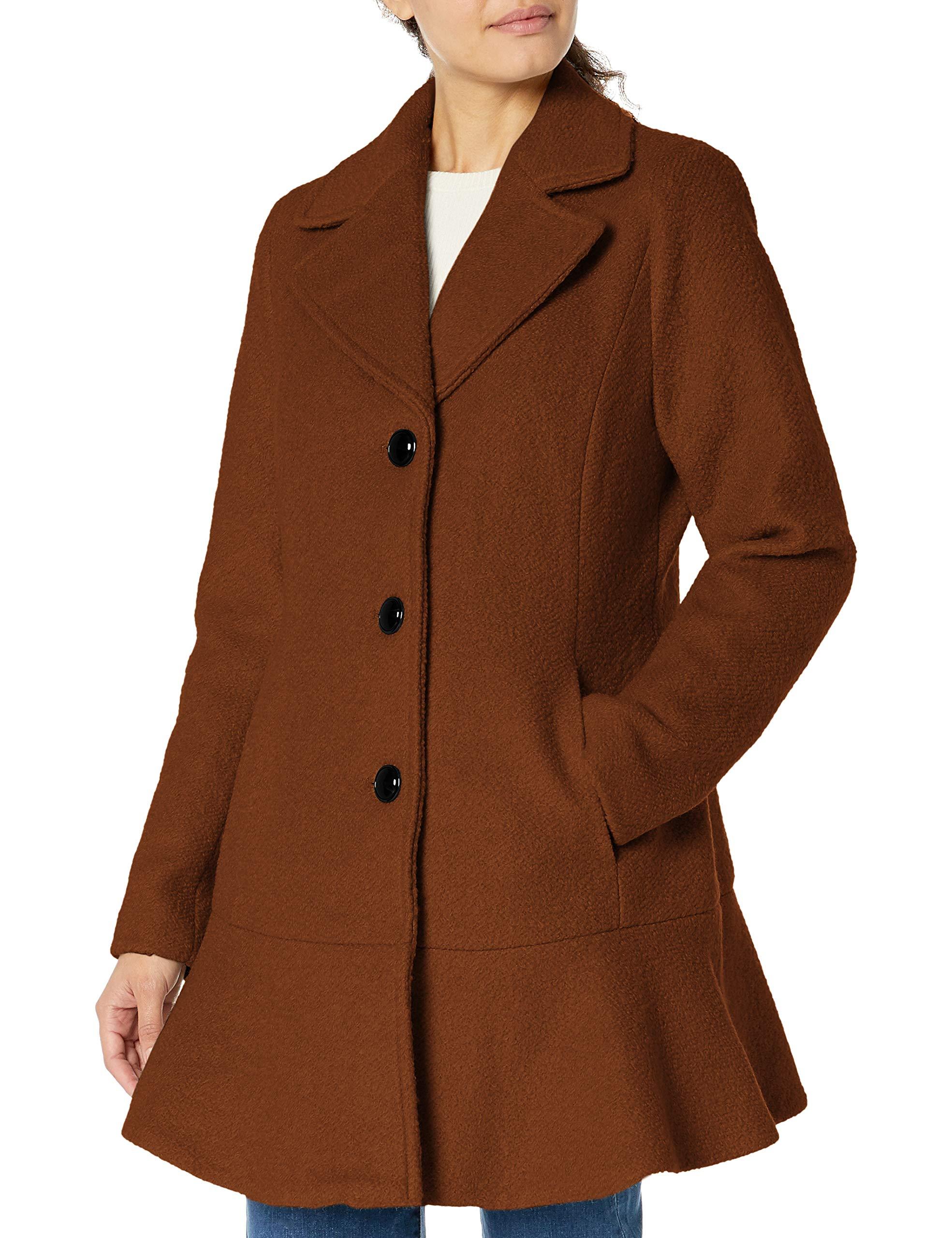 Kensie Casual Wool Coat in Rust (Brown) - Lyst