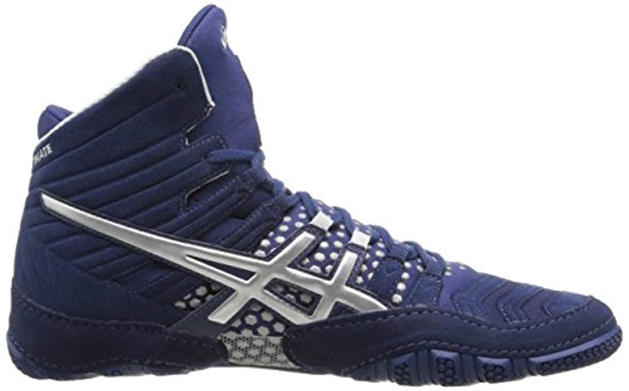 Asics Lace Dan Gable Ultimate 4 Wrestling Shoe in Blue for
