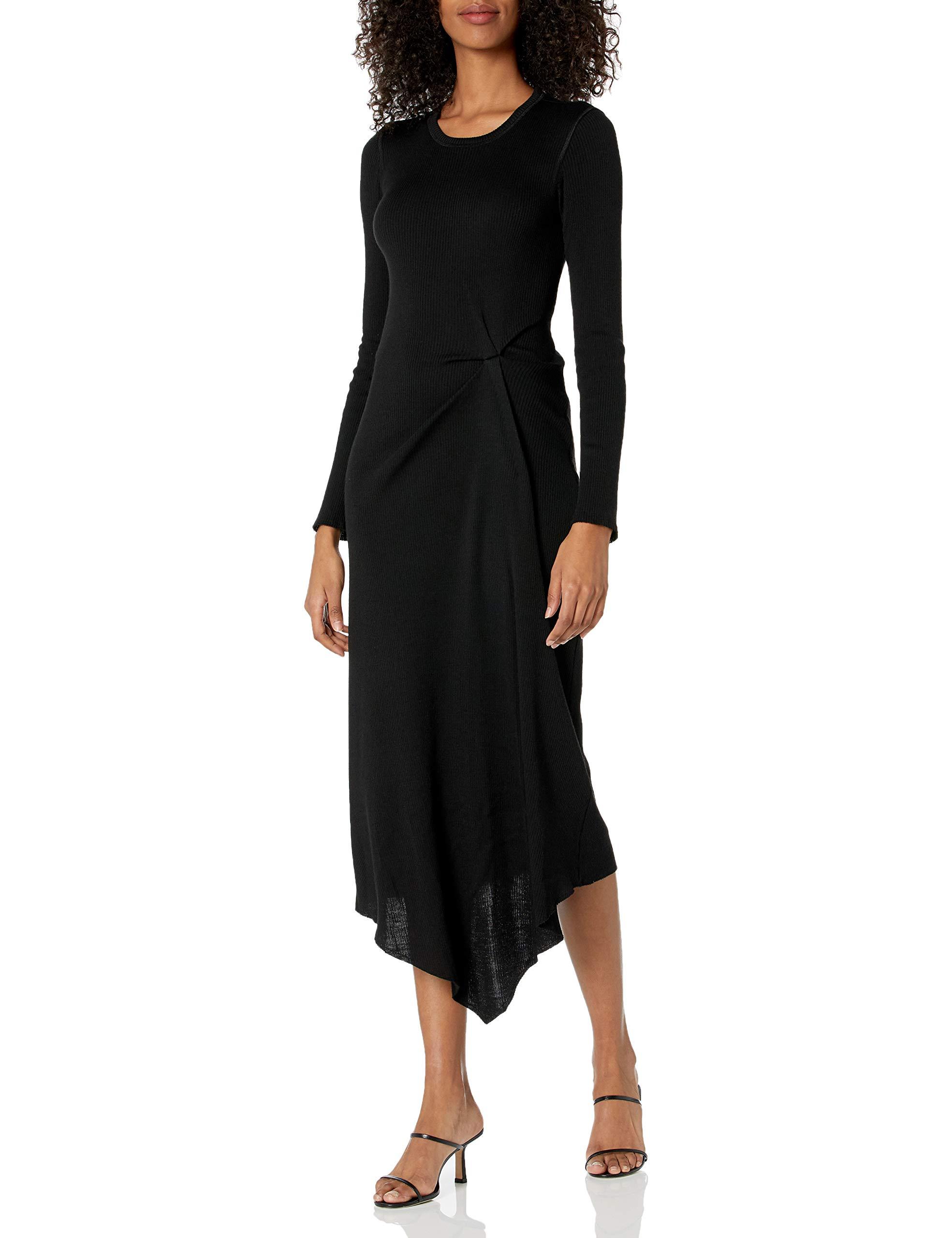 Theory Rib Tuck Dress. Sweater in Black 