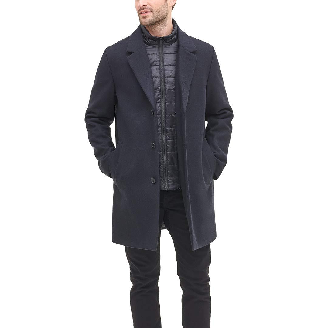 DKNY Wool Blend Coat With Removable Quilted Bib in Navy (Blue) for Men ...