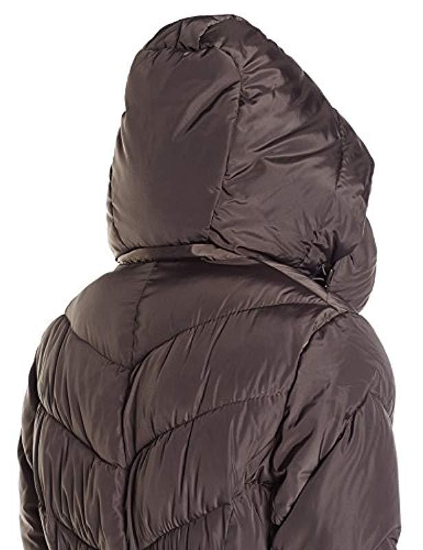 steve madden women's long chevron maxi puffer coat