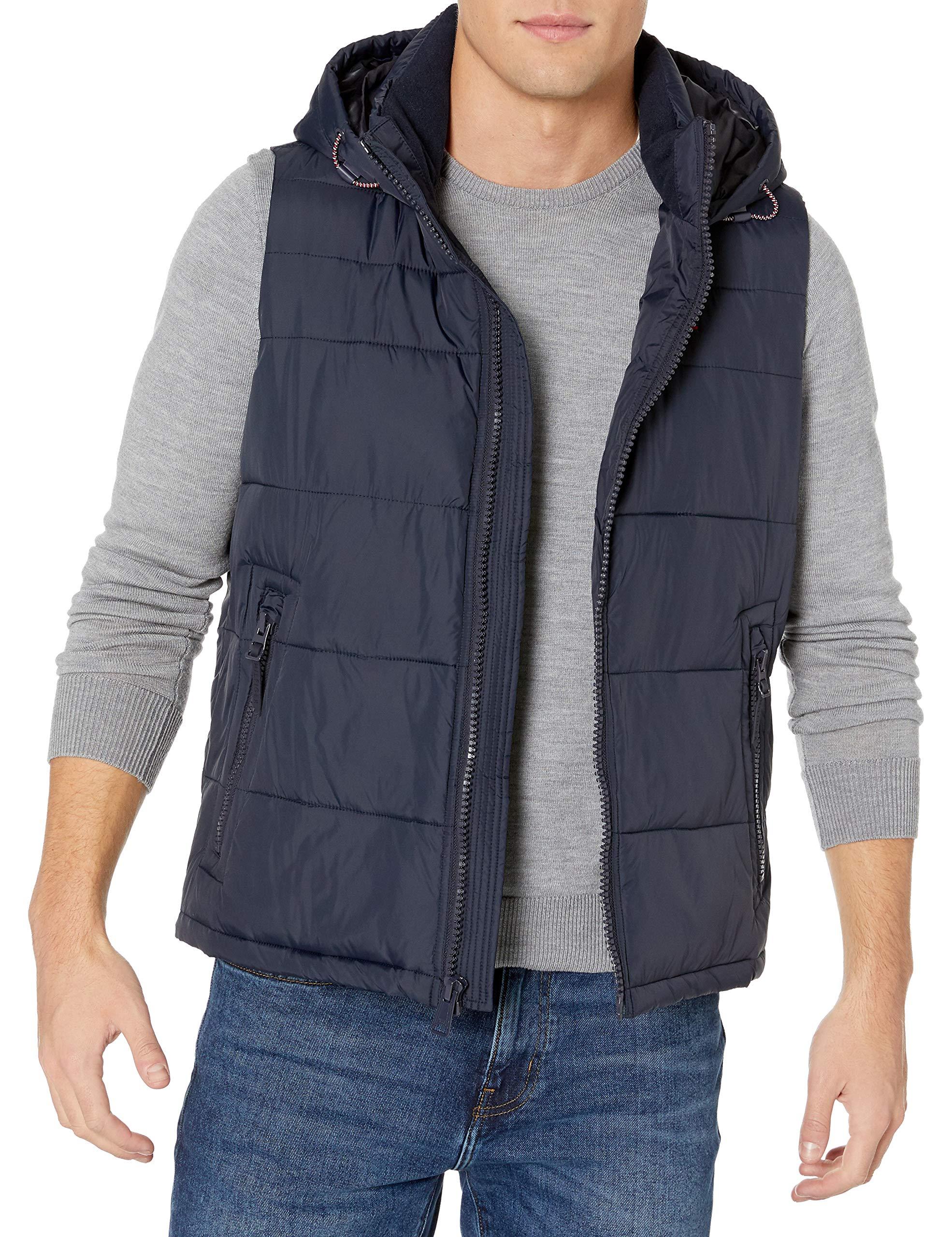 Tommy Hilfiger Synthetic Hooded Puffer Vest in Midnight (Blue) for Men