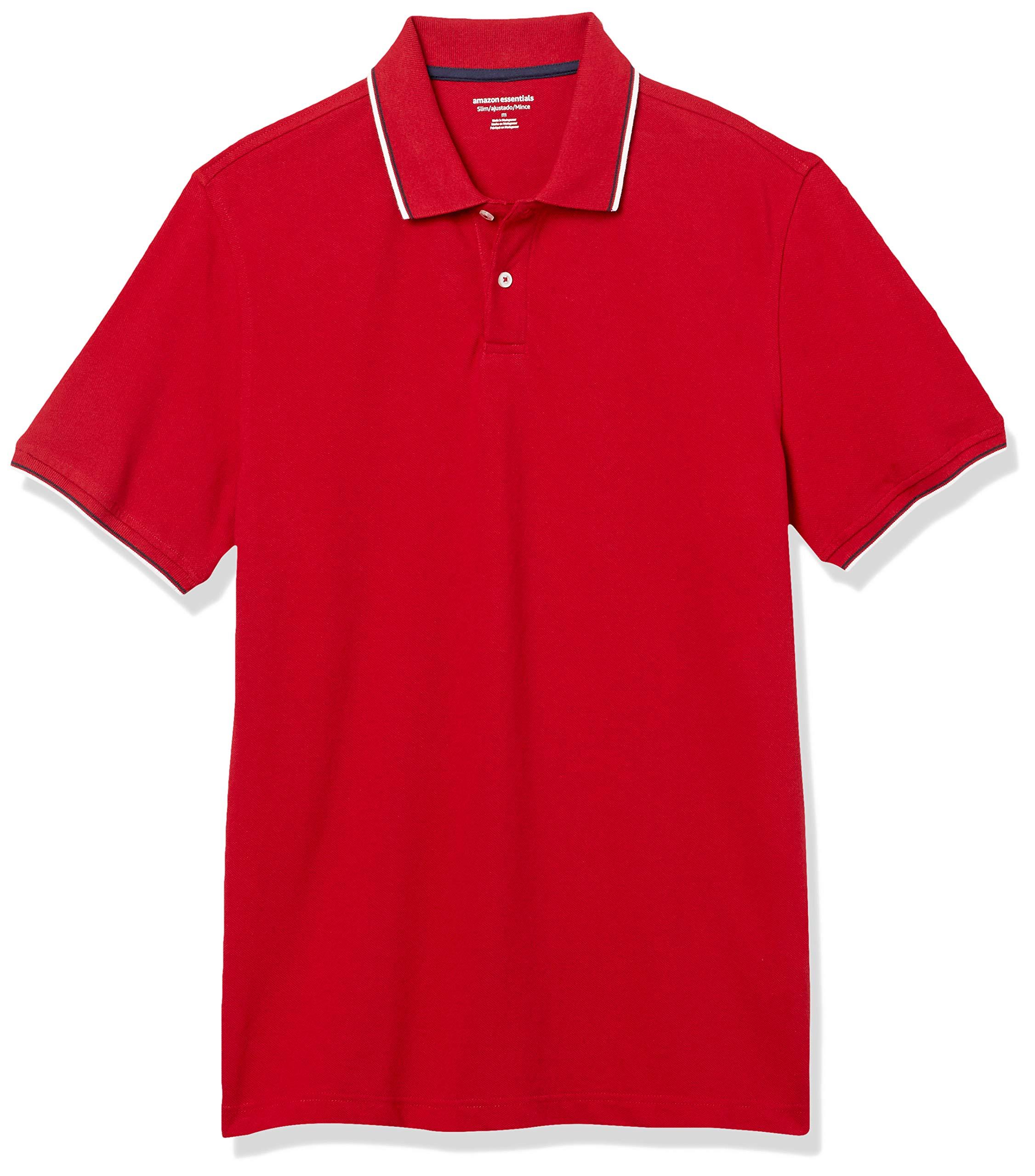 Amazon Essentials Slimfit Cotton Pique Polo Shirt in Red for Men