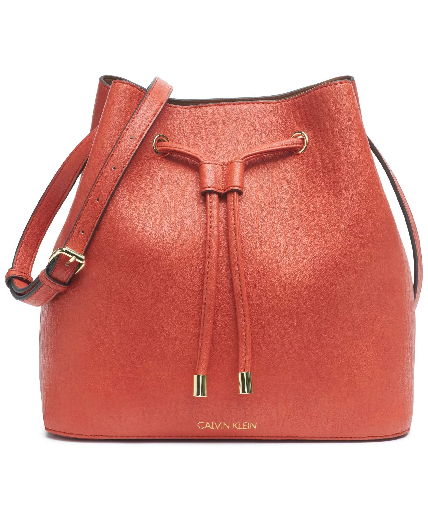 Calvin Klein Gabrianna Novelty Bucket Shoulder Bag in Burnt Orange
