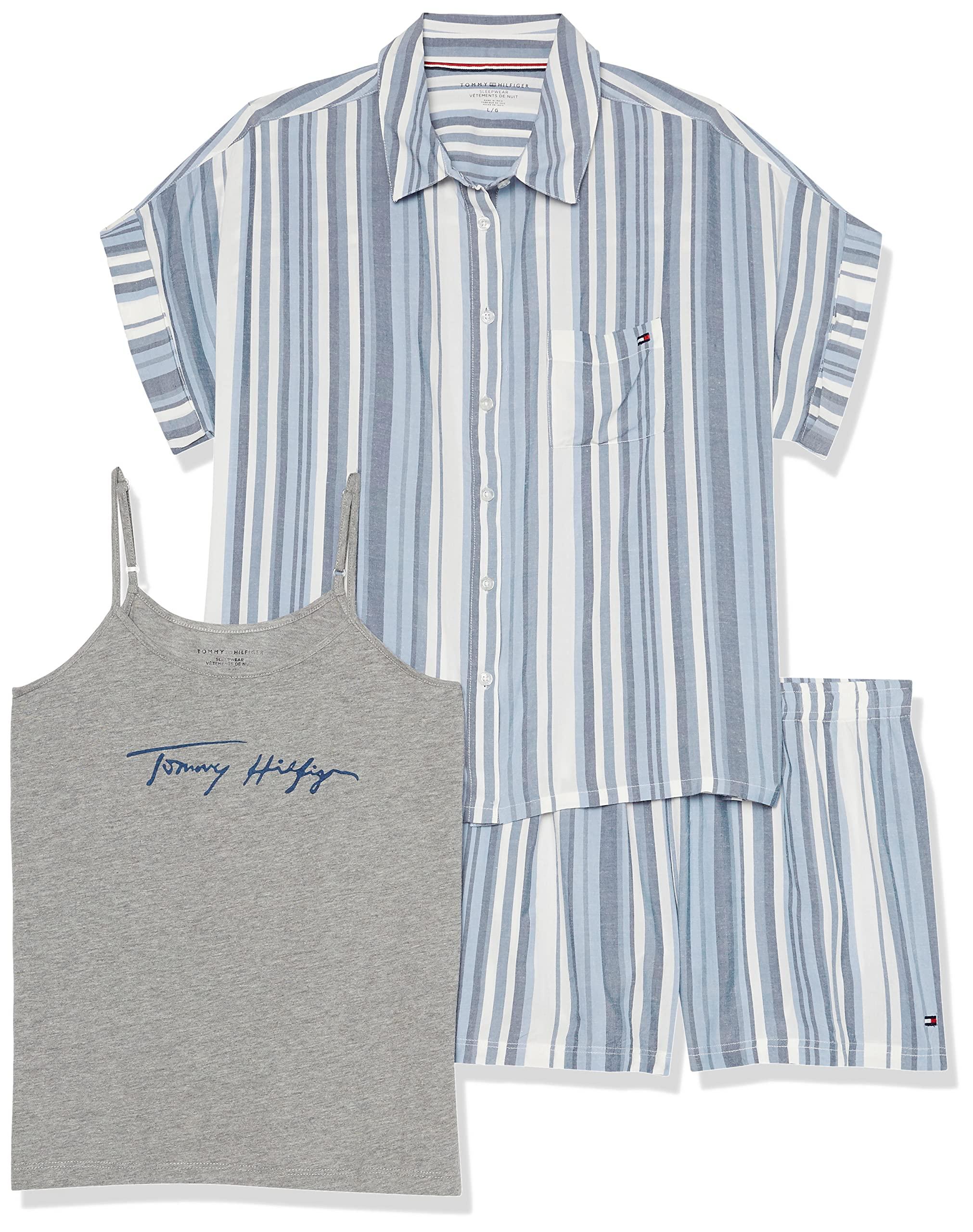 Tommy Hilfiger 3piece Tank And Nocha Collar Short Pajama Set Pj in