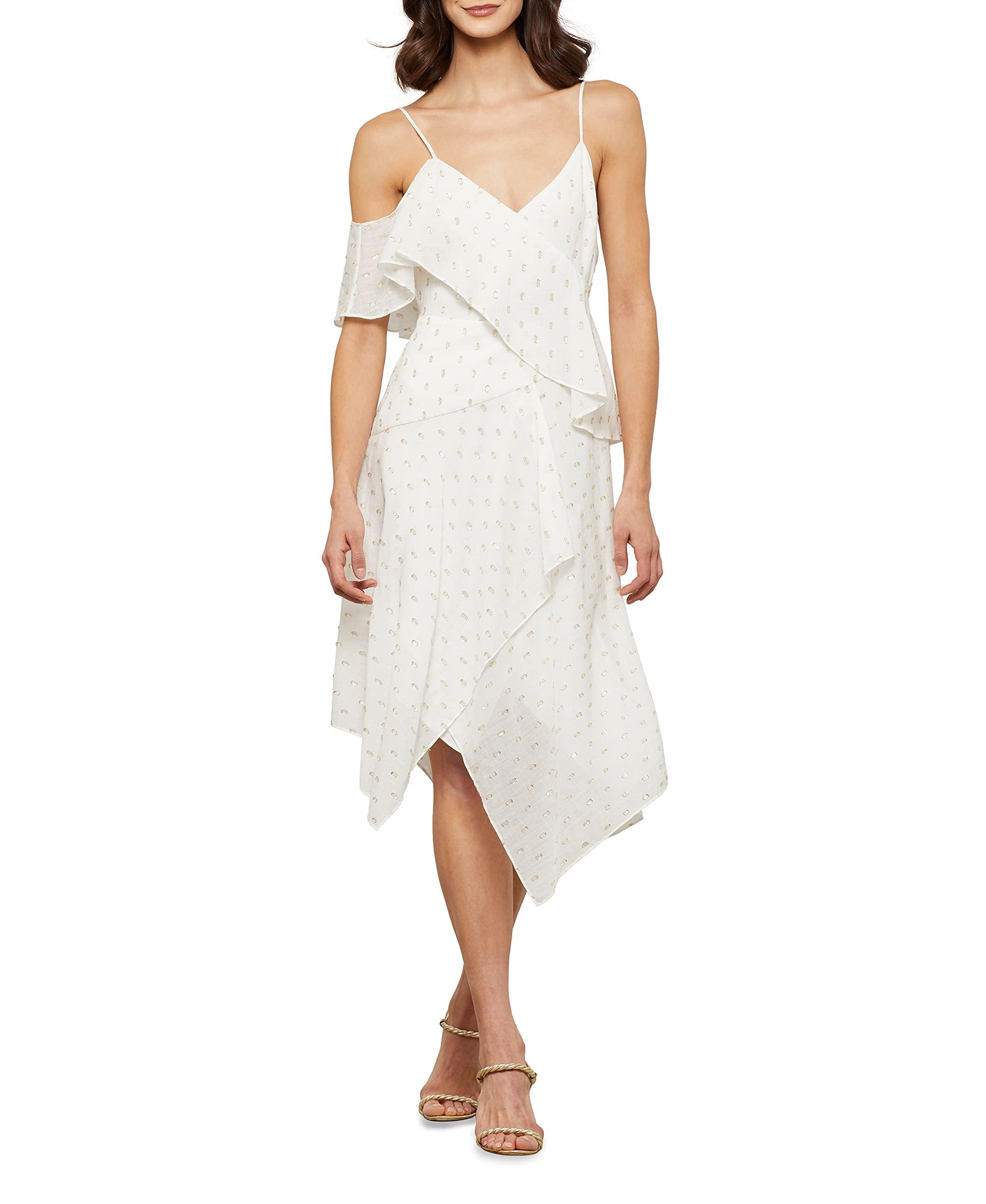 bcbg off the shoulder ruffle dress
