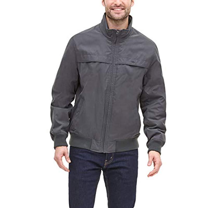 Dockers Synthetic Microtwill Golf Bomber Jacket in Charcoal (Gray) for ...