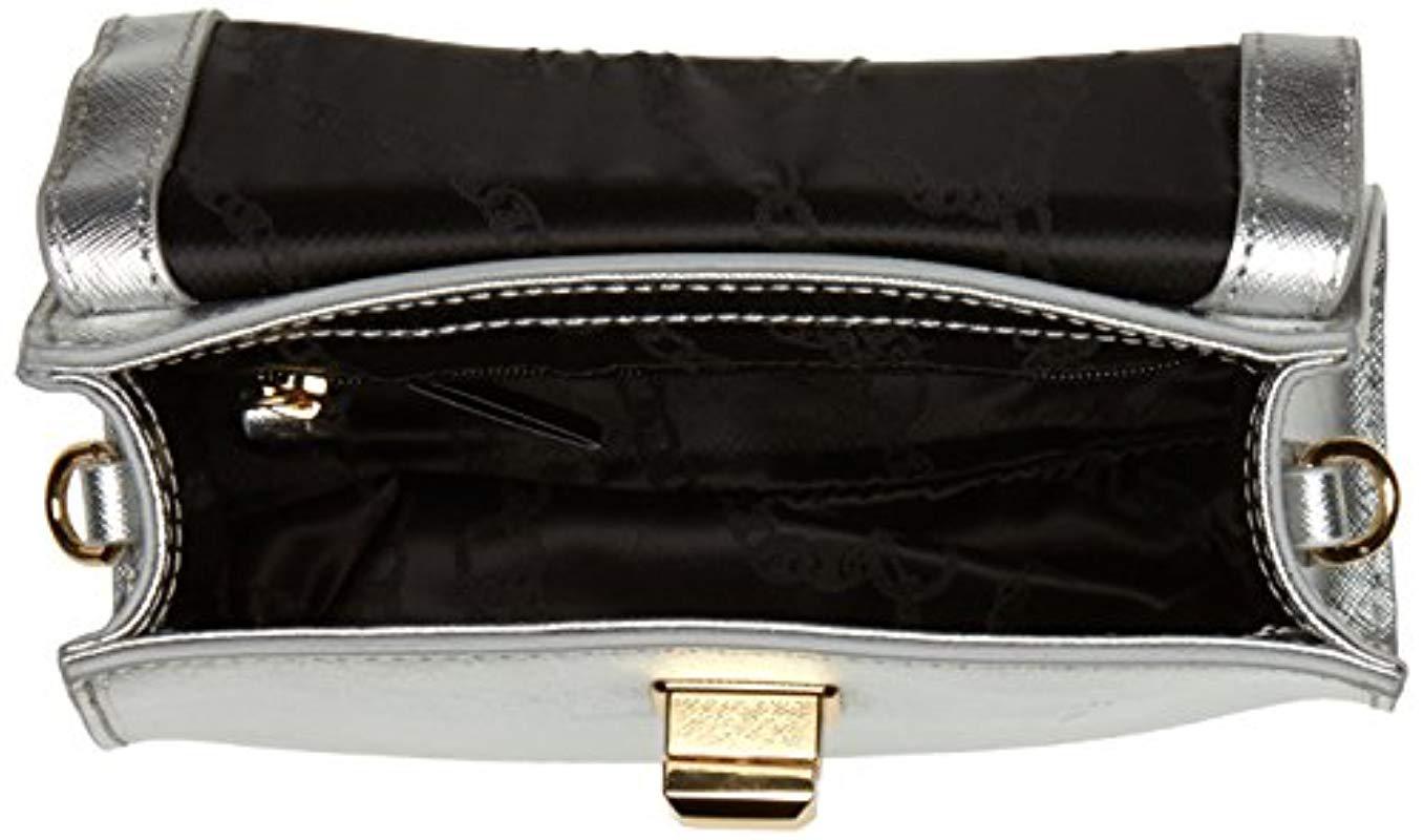 Juicy Couture Leather Top Handle Crossbody Bag With A Small Gold Chain in Silver (Metallic) - Lyst