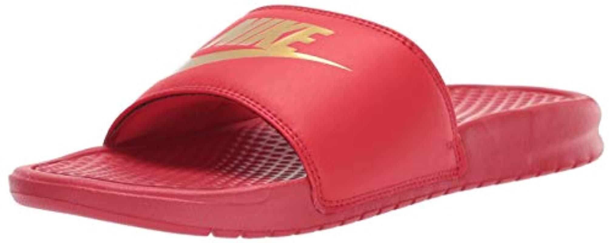 Nike Synthetic Benassi Just Do It Athletic Sandal in University Red/Metallic  Gold (Red) for Men - Lyst