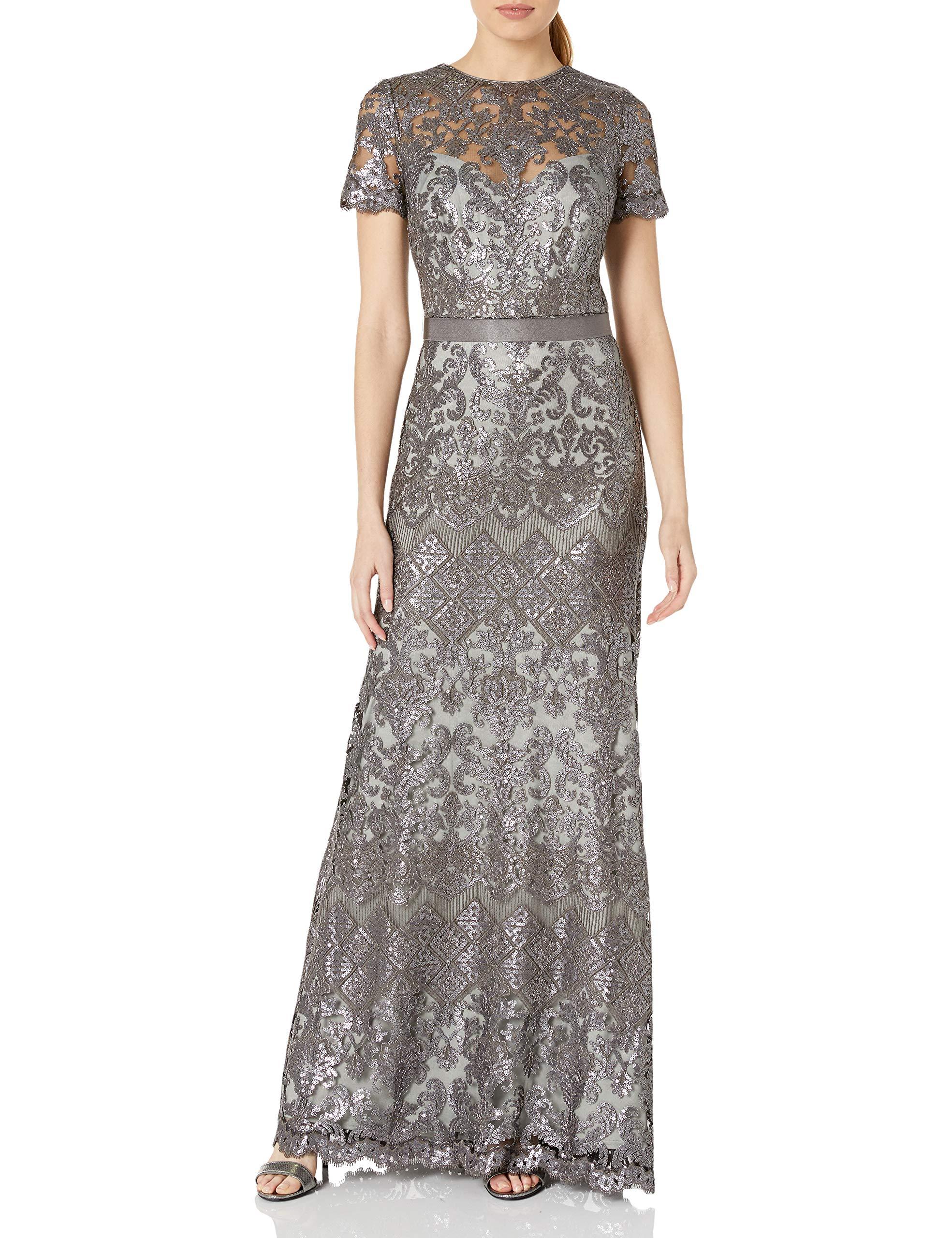 tadashi shoji sequin lace gown
