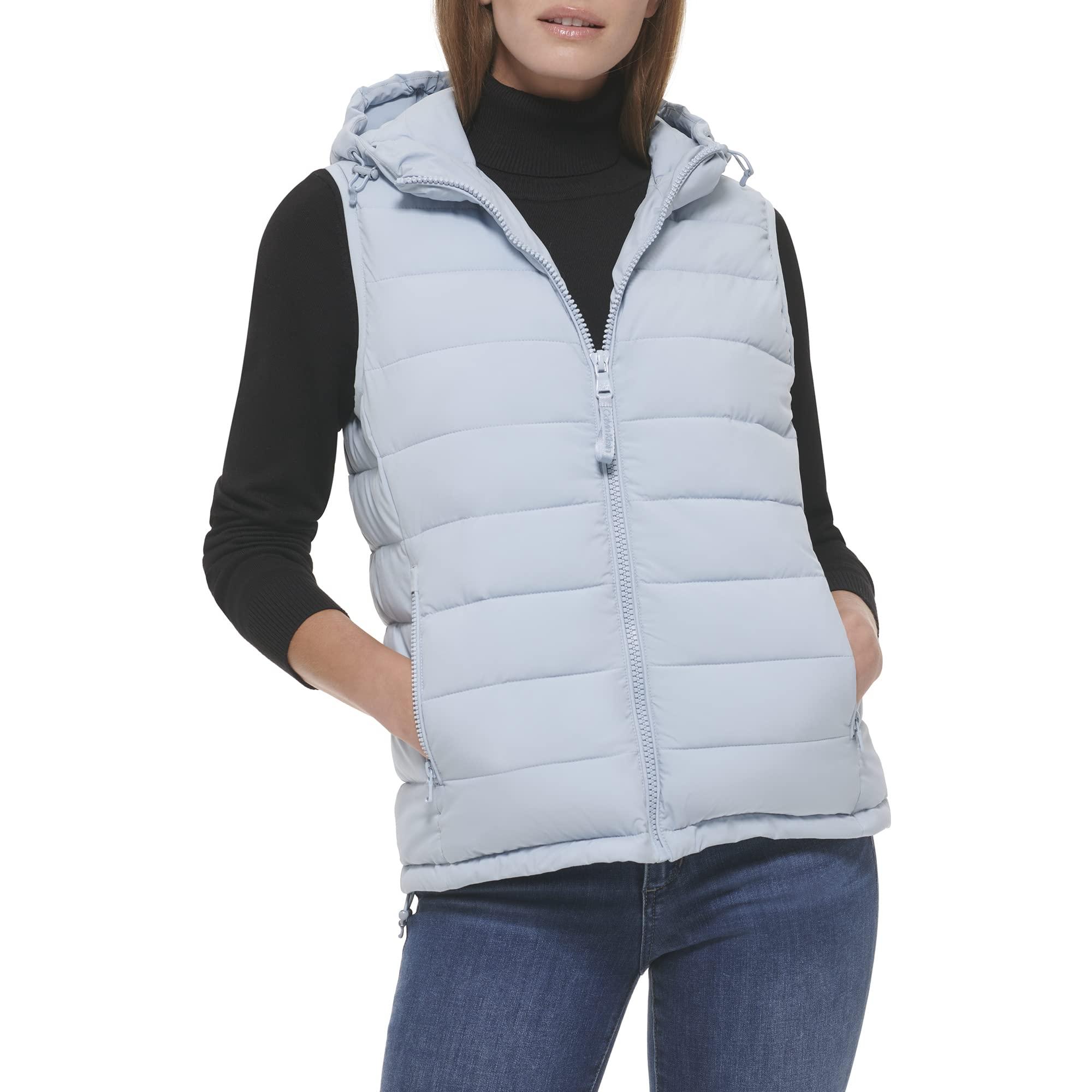Calvin Klein Hooded Casual Stretch Fabric Quilted Vest in Blue | Lyst