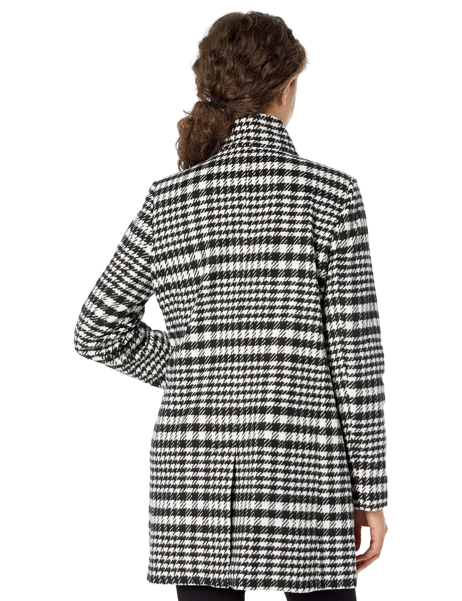 Kensie Casual Wool Coat in Black/White (Black) - Lyst