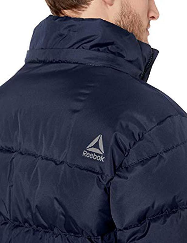 reebok men's heavy weight hooded bubble jacket