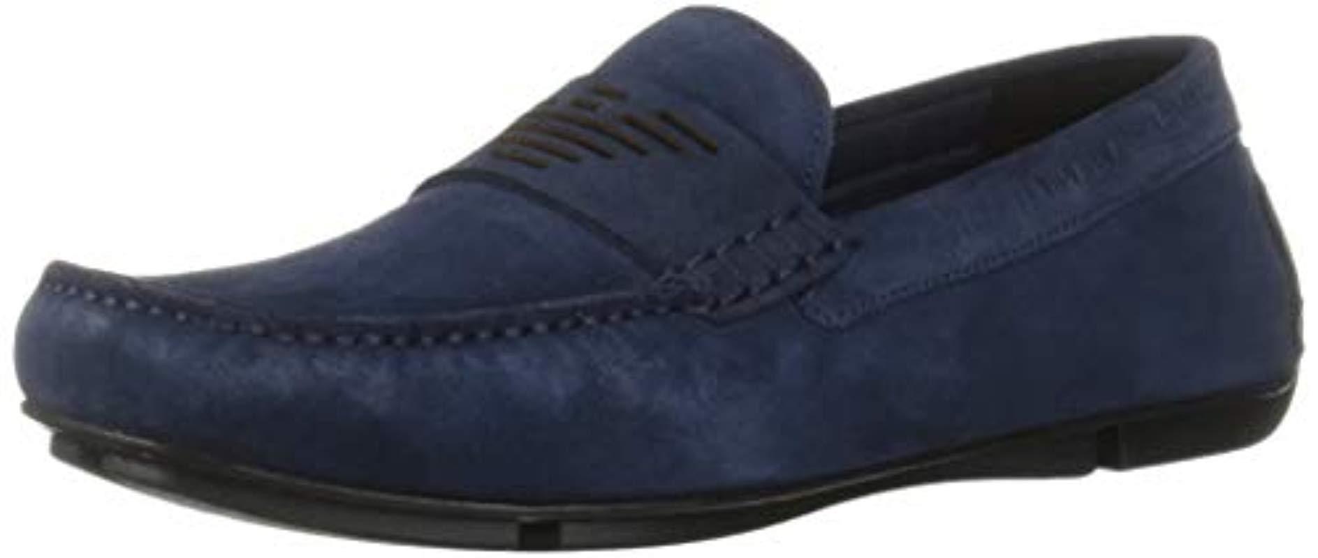 Emporio Armani Suede Slipon Loafers in Midnight (Blue) for Men Save