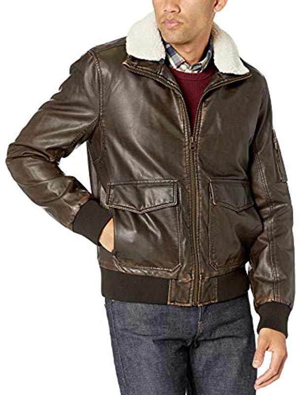 dockers leather bomber jacket