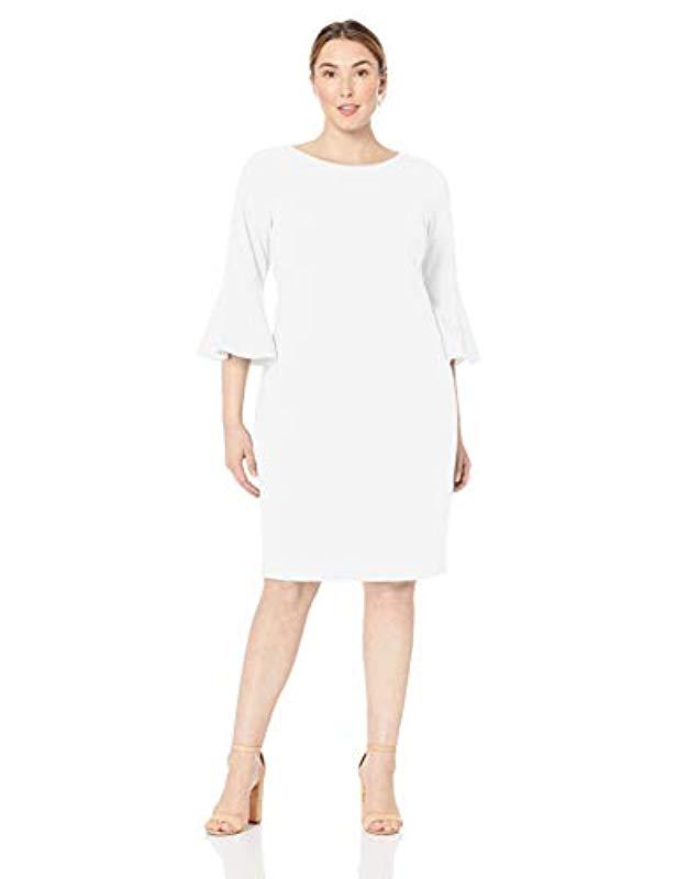 Calvin Klein Plus Size 3/4 Peplum Sleeve Sheath Dress in White Lyst