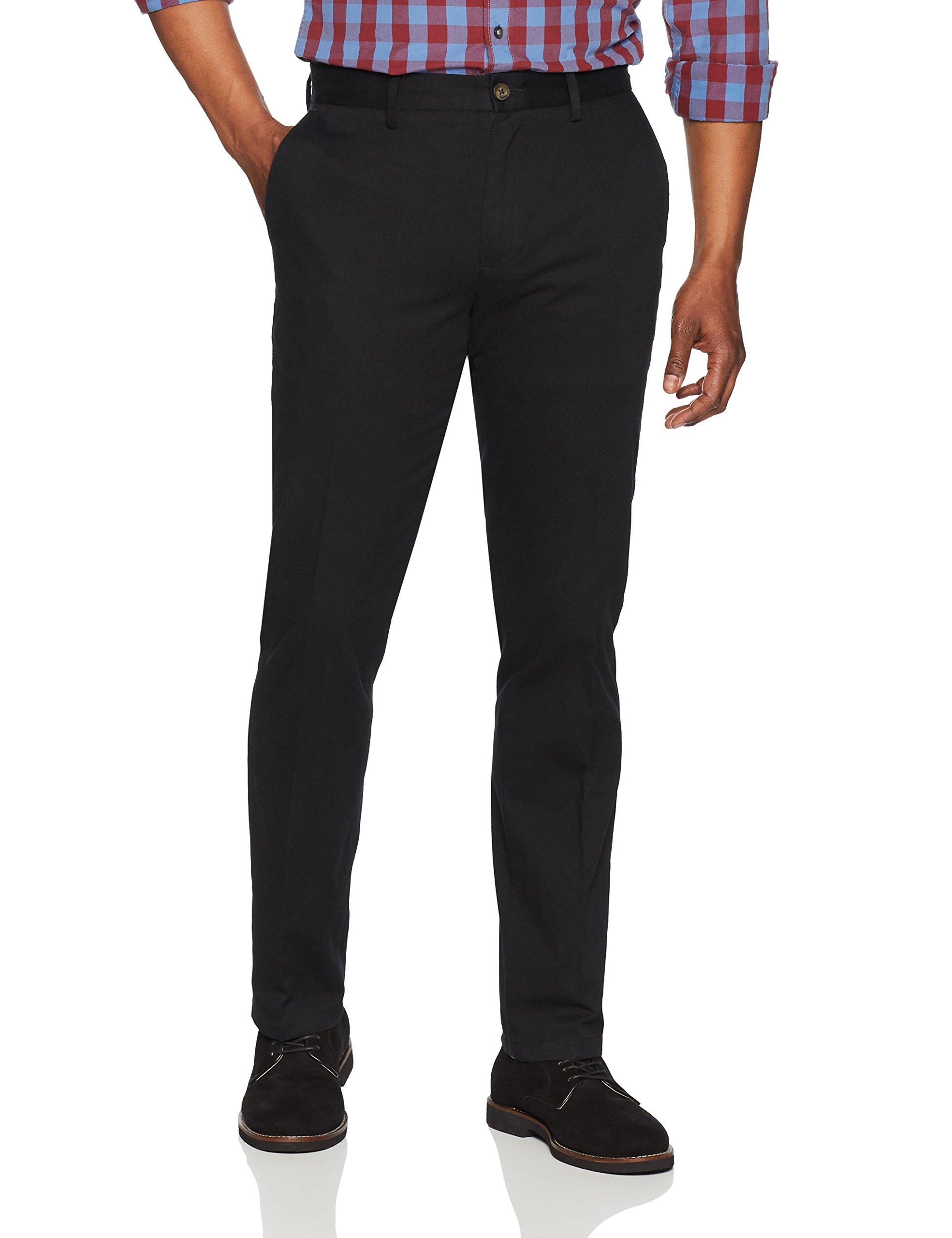 Amazon Essentials Slimfit Wrinkleresistant Flatfront Chino Pant Casual in Black for Men