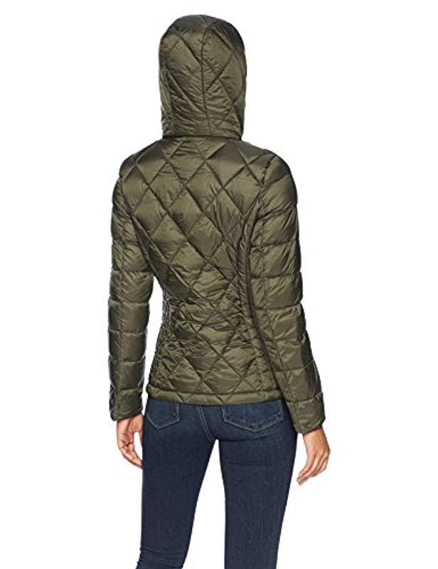 Lucky Brand Womens Short Packable Down Coat with Cinch Detail
