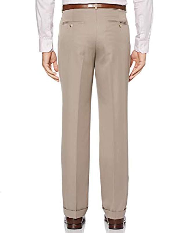 Perry Ellis Classic Fit Elastic Waist Double Pleated Cuffed Pant for ...