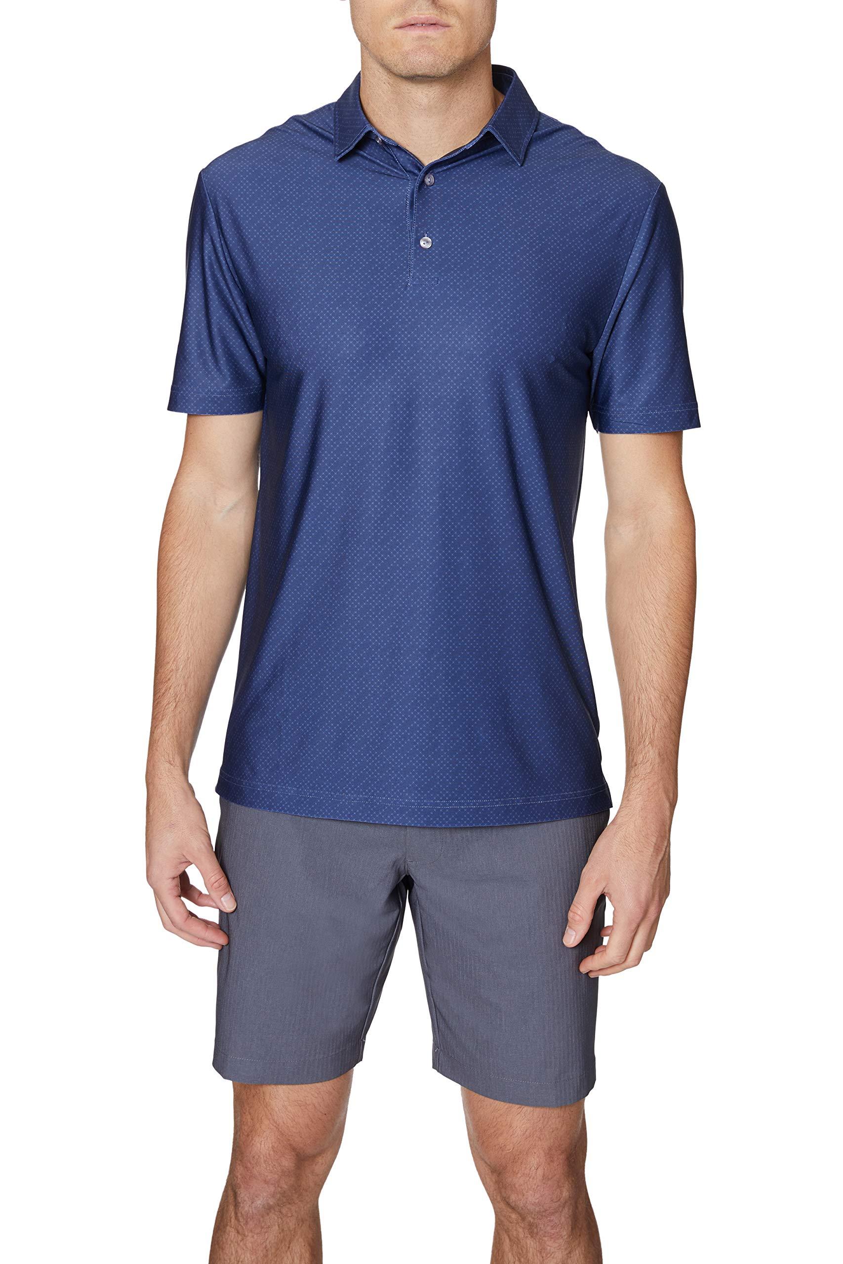 Hickey Freeman Regular Fit Short Sleeve Golf Polo in Navy Grey (Blue