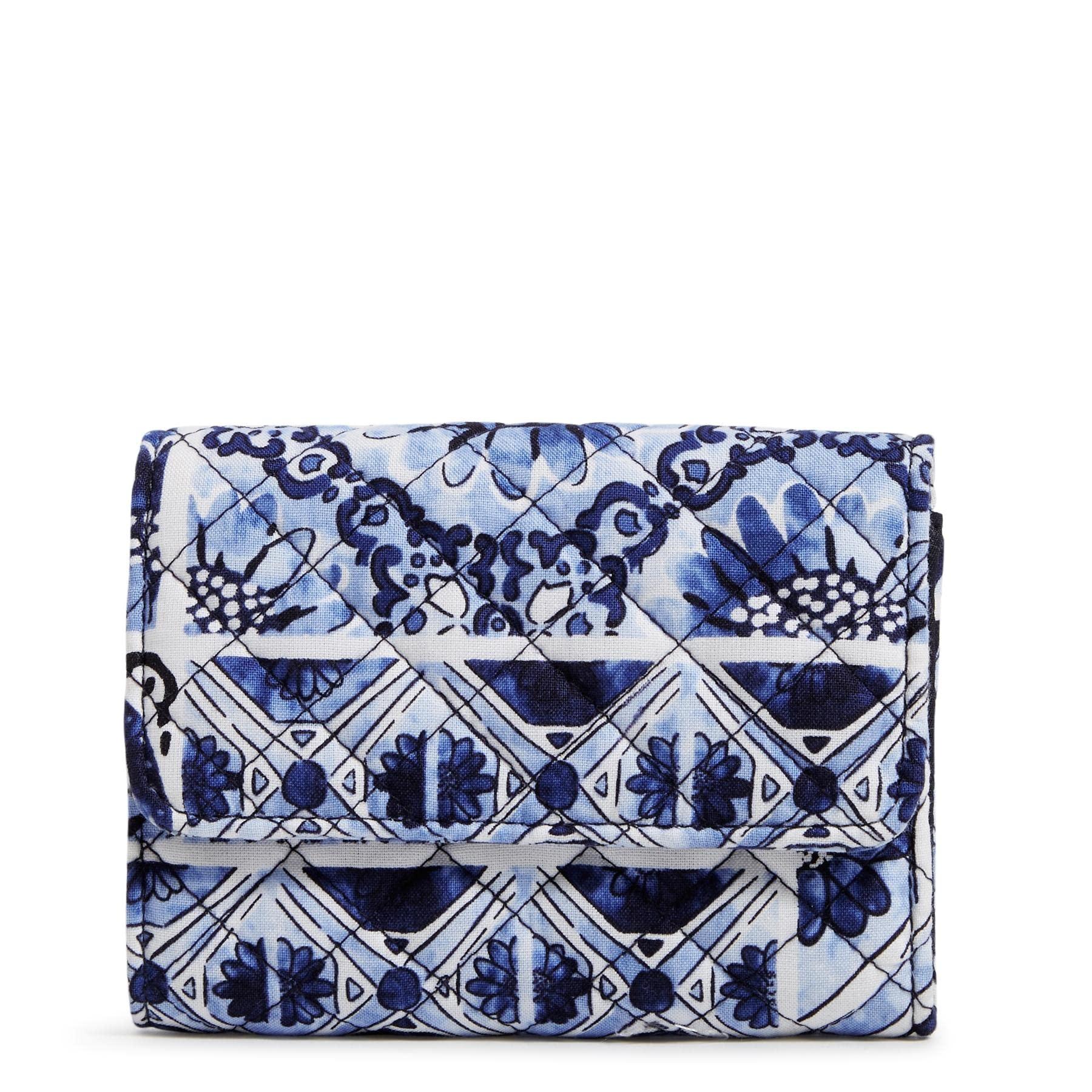 Vera Bradley Cotton Riley Compact Wallet With Rfid Protection in Blue