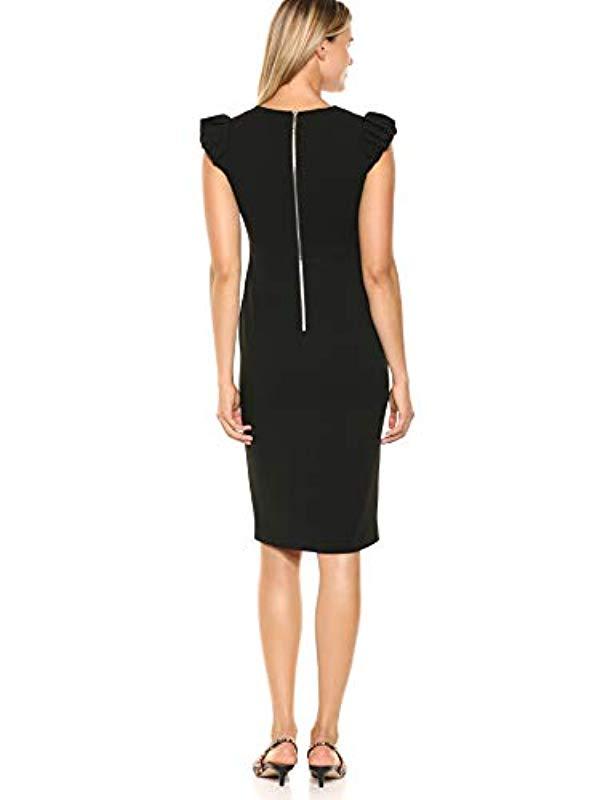 black v neck puff sleeve dress
