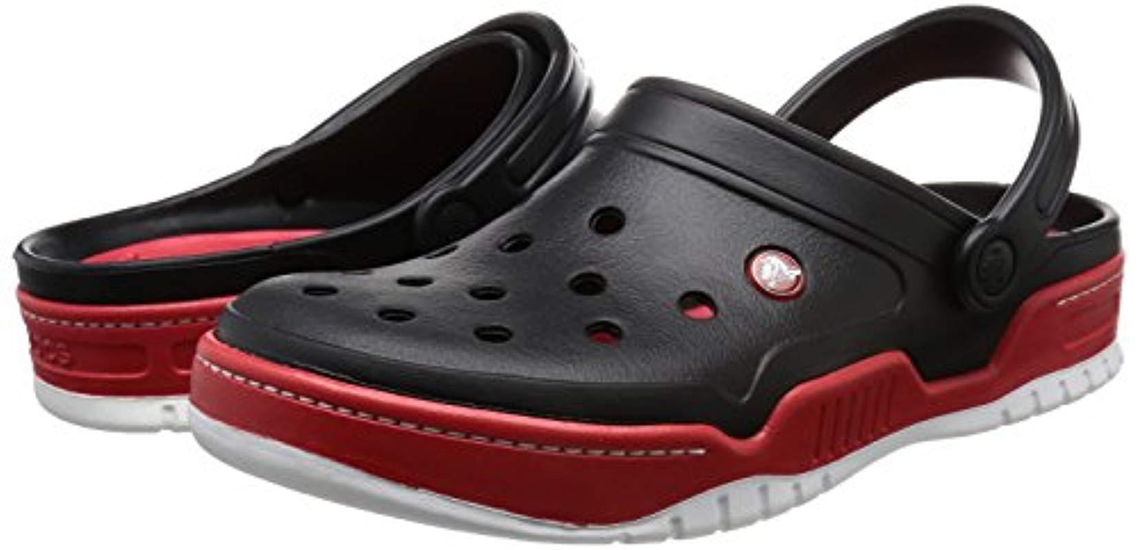 black red crocs