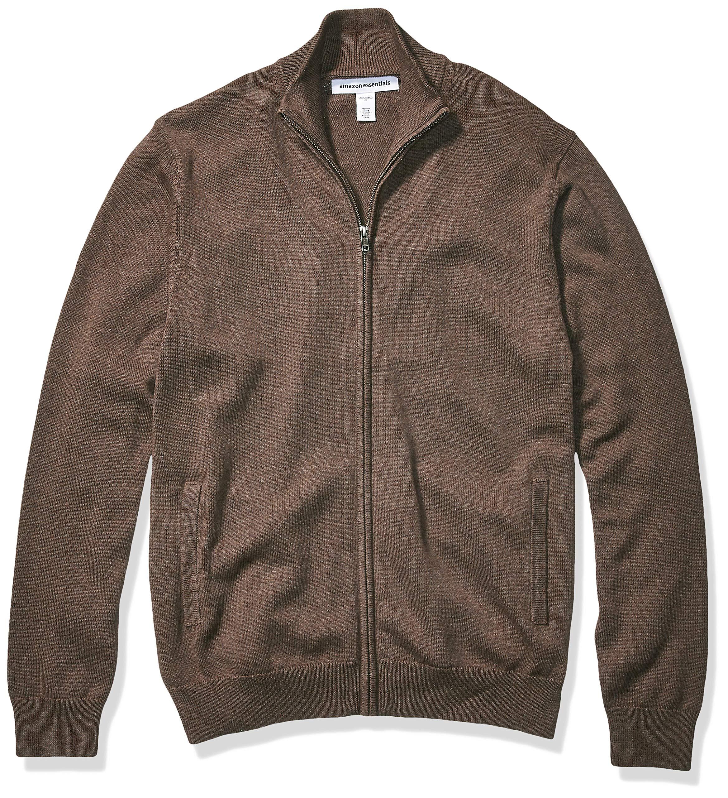 Amazon Essentials Full-zip Cotton Sweater in Brown Heather (Brown) for ...