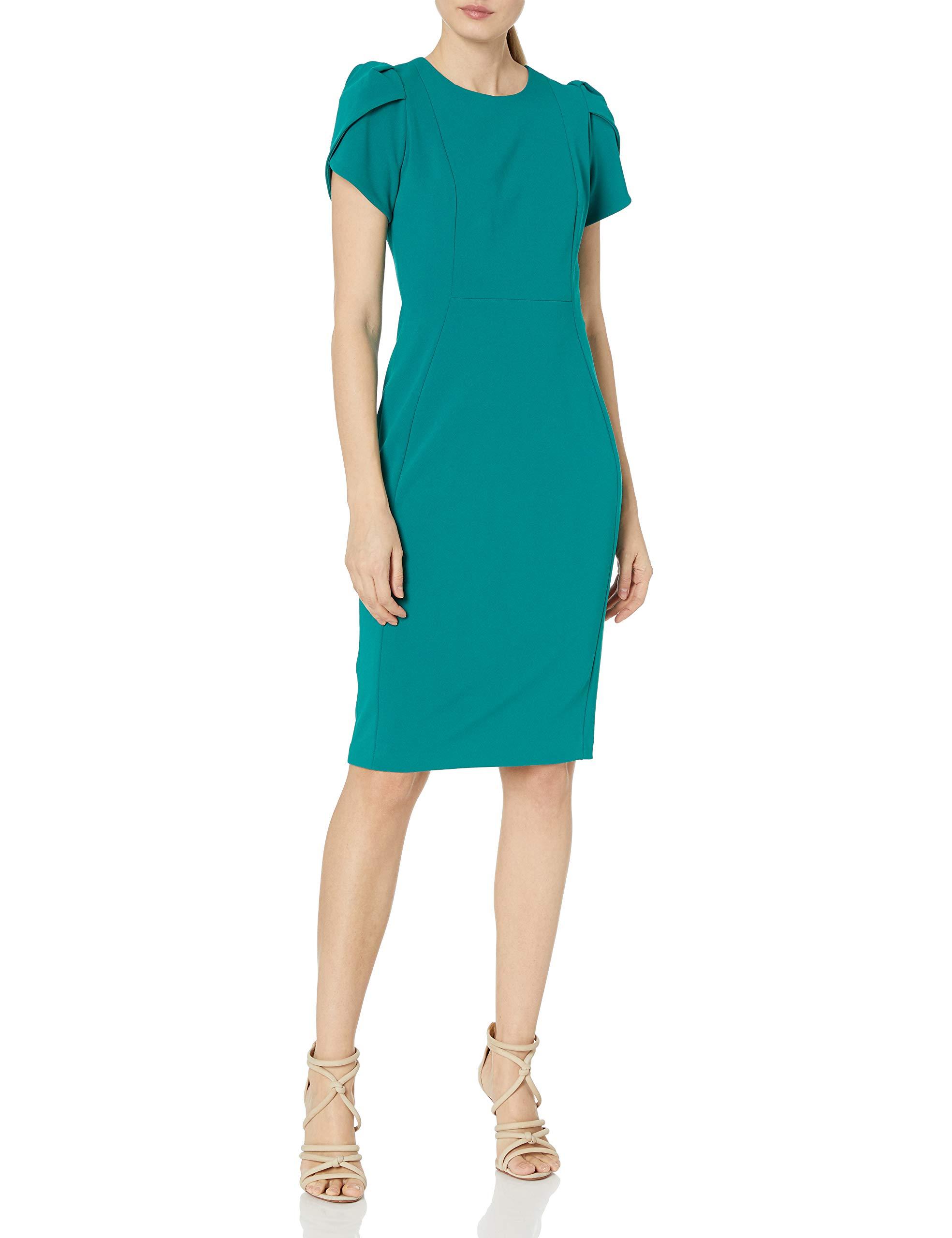 Calvin Klein Tulip Sleeved Sheath Dress in Green | Lyst