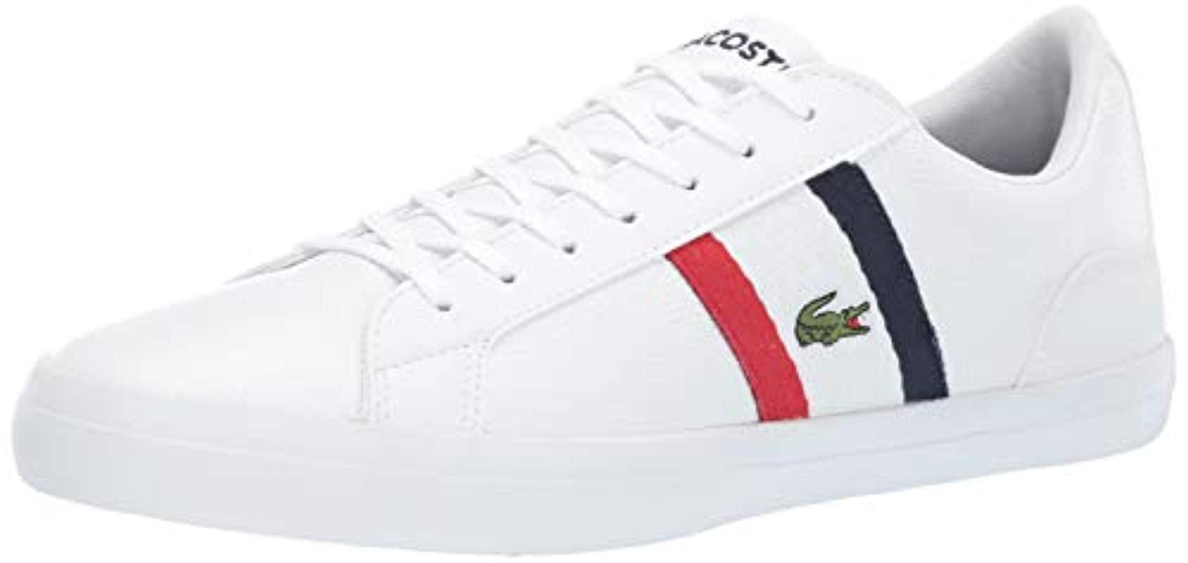 lacoste lerond white red navy