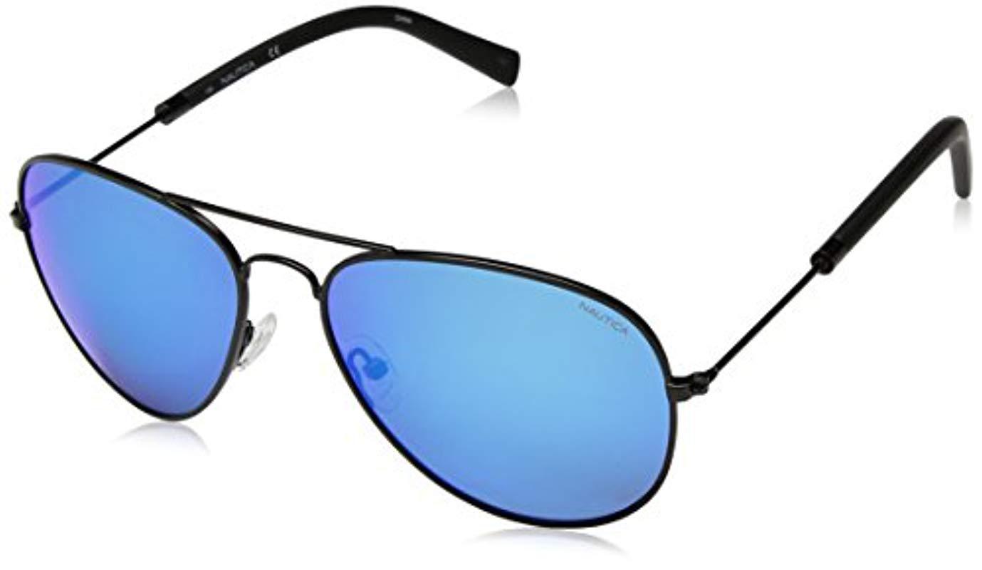 Lyst Nautica N4631sp Polarized Aviator Sunglasses Black 58 Mm in