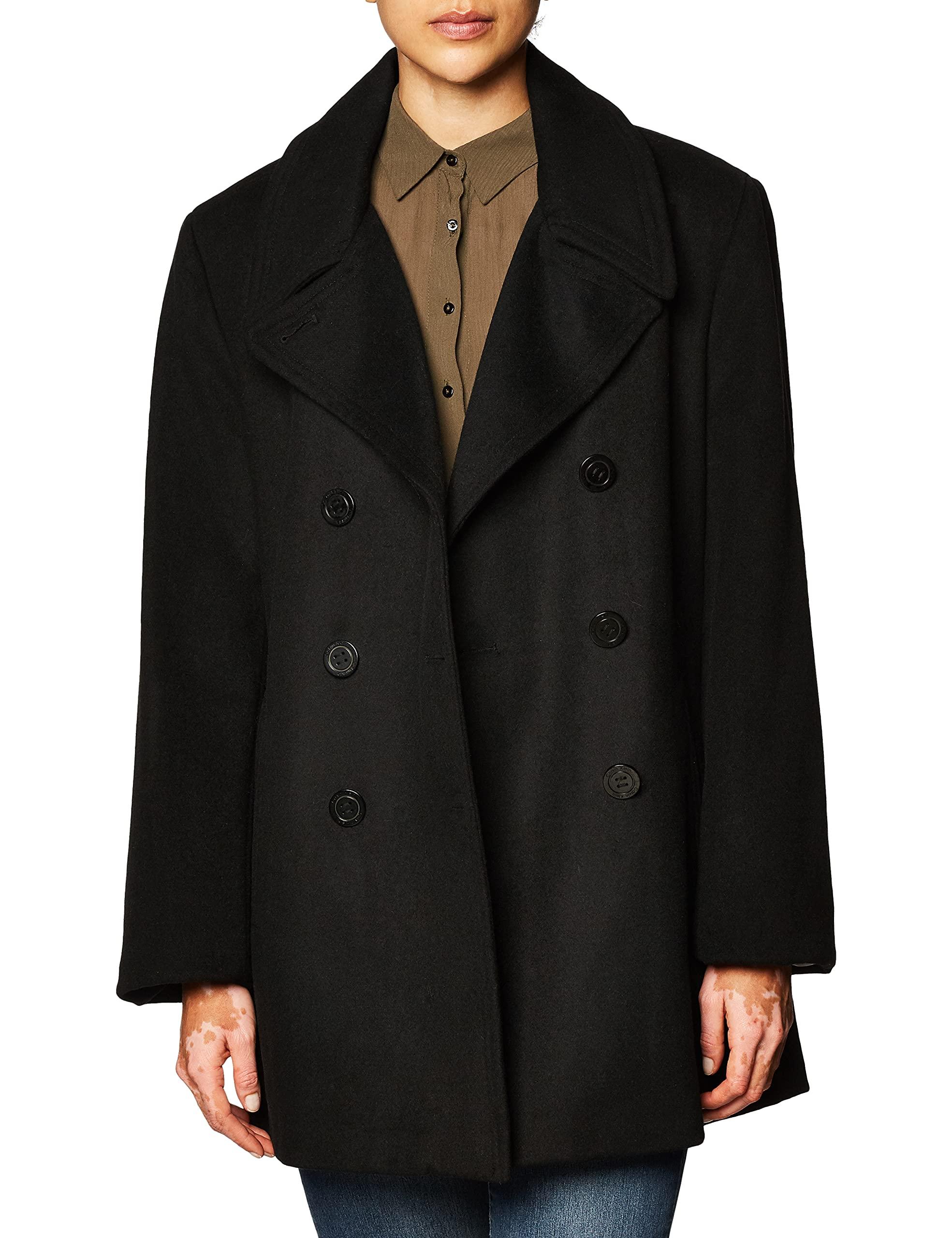 Calvin Klein Double Breasted Peacoat in Black | Lyst