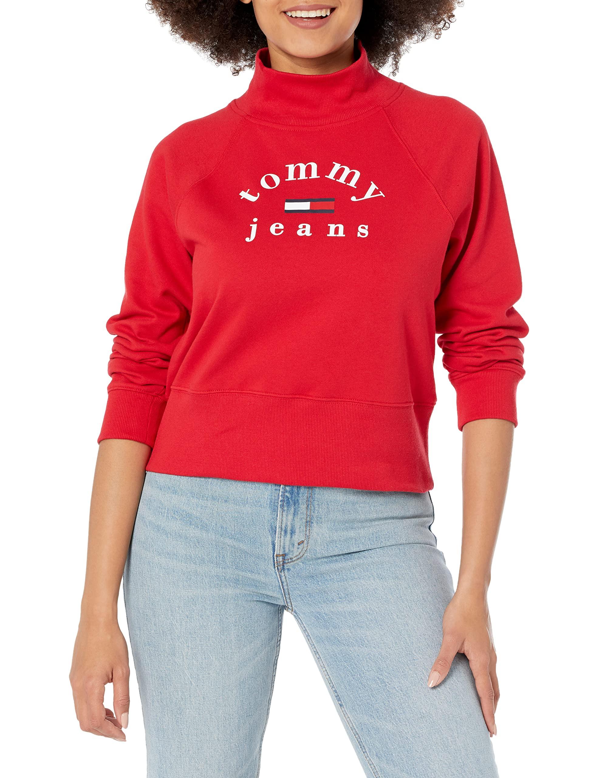 Tommy Hilfiger French Terry Mockneck Sweatshirt in Red | Lyst